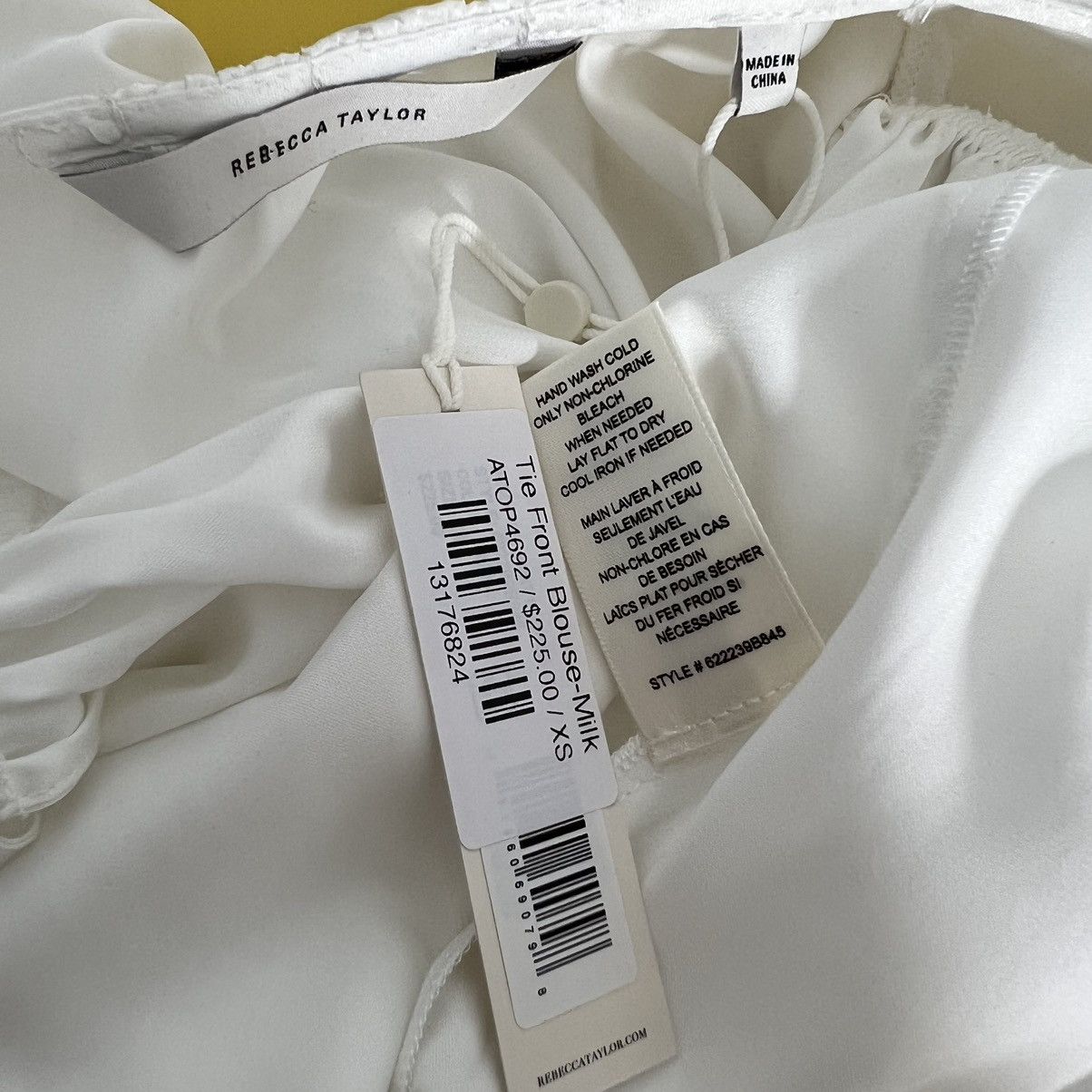 Rebecca Taylor NWT Rebecca Taylor Tie Front Blouse Top Milk White Long Size XS / US 0-2 / IT 36-38 - 13 Thumbnail