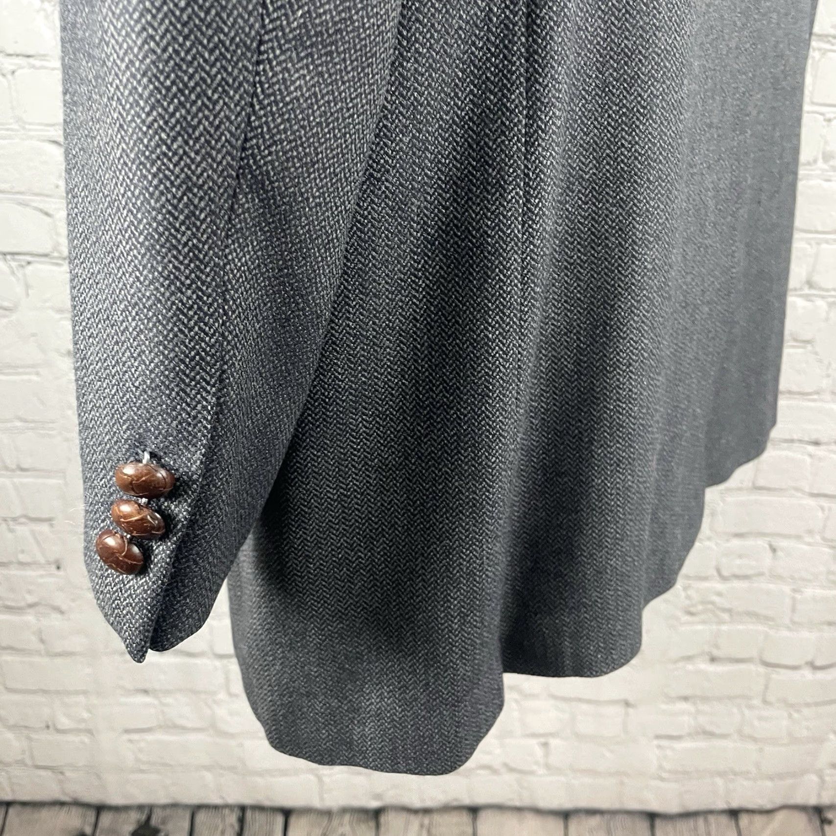 Vintage Hickey Freeman Grey Wool 2 Button Vented Blazer Sport Coat USA Made Size 44L Size 44R - 7 Thumbnail