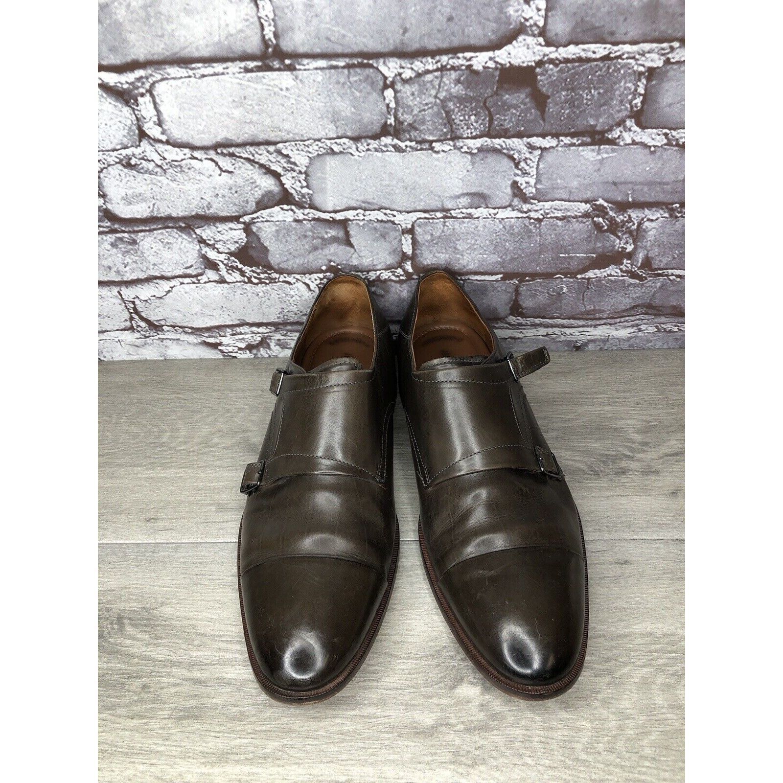 Johnston & Murphy Johnston & Murphy Sheepskin Brown Leather Double Monk Strap Size US 10.5 / EU 43-44 - 20 Thumbnail