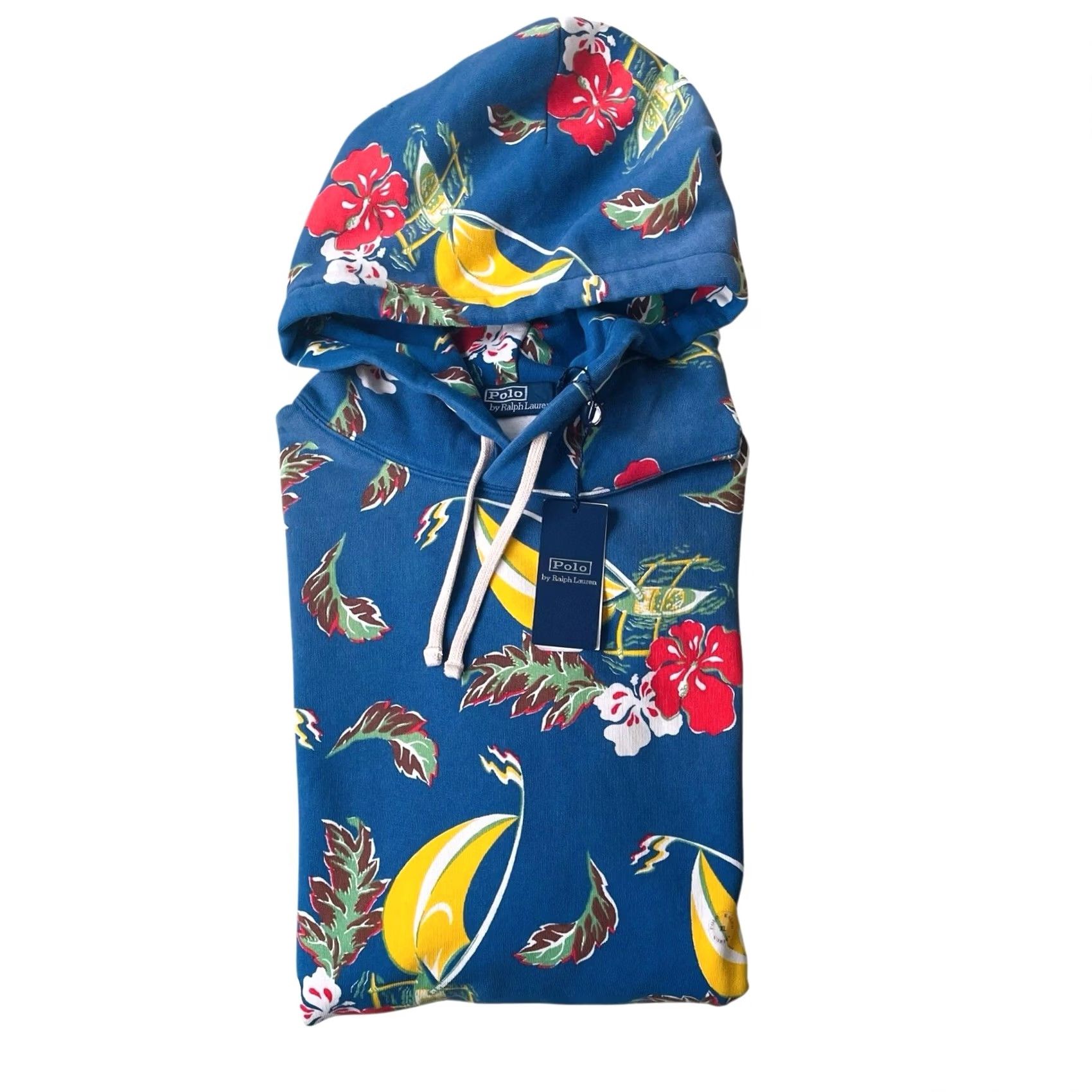 Polo Ralph Lauren VINTAGE Polo Ralph Lauren Hoodie Medium Blue Tropical Floral Fleece Mens Size US M / EU 48-50 / 2 - 7 Thumbnail
