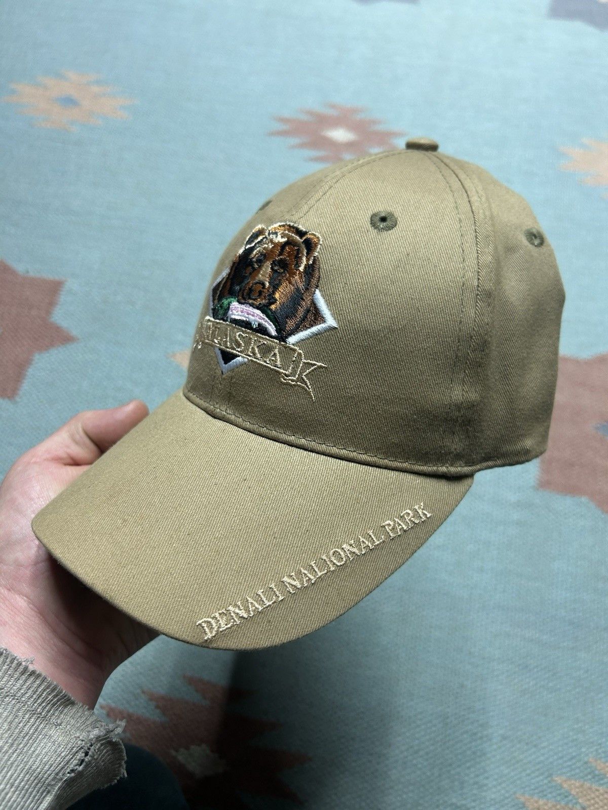 Vintage Vtg strap hat Alaska Denali national park bear animal nature Size ONE SIZE - 3 Thumbnail