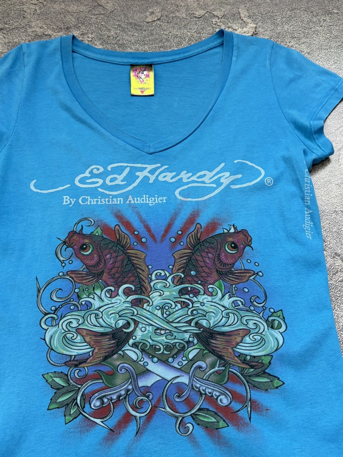 Ed Hardy Ed Hardy Koi Fish Tattoo Graphic T-Shirt Blue Women’s S Size S / US 4 / IT 40 - 6 Thumbnail