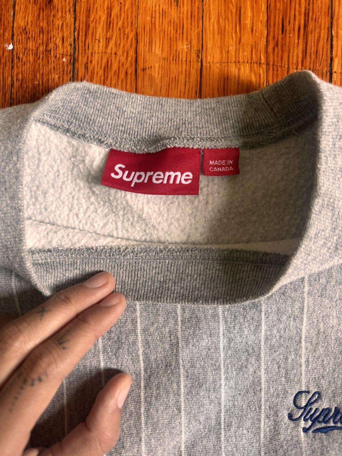 Supreme Supreme Pinstripe Crewneck Size US M / EU 48-50 / 2 - 6 Thumbnail