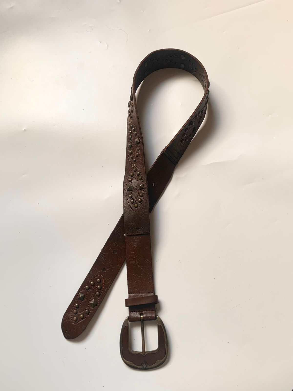 If Six Was Nine × Japanese Brand × Le Grande Bleu (L.G.B.) Brown studded leather pattern belt Size ONE SIZE - 1 Thumbnail