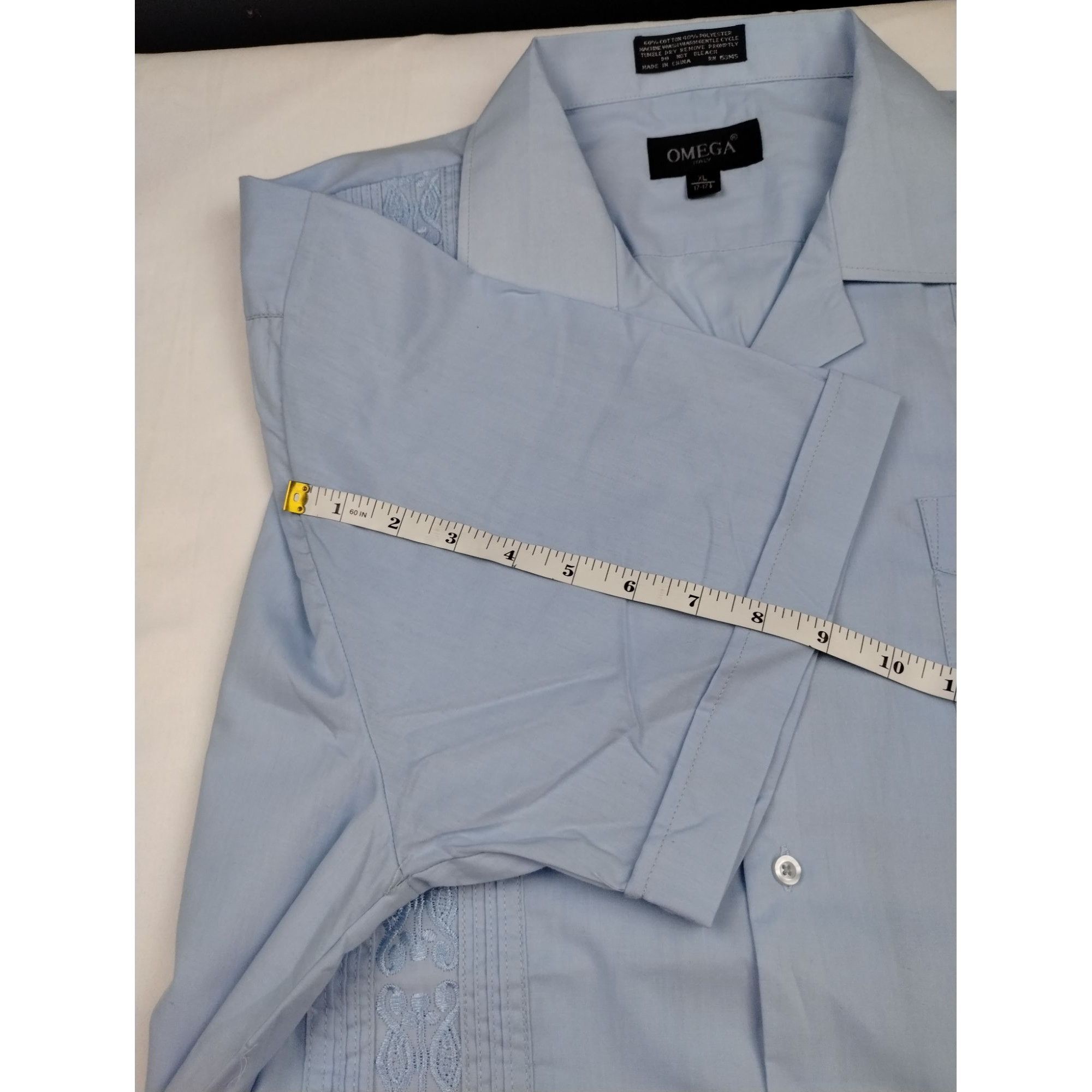 Omega Omega Men's Blue Embroidery Shirt/Button Up Size XL SKU 4015 Size US XL / EU 56 / 4 - 7 Thumbnail
