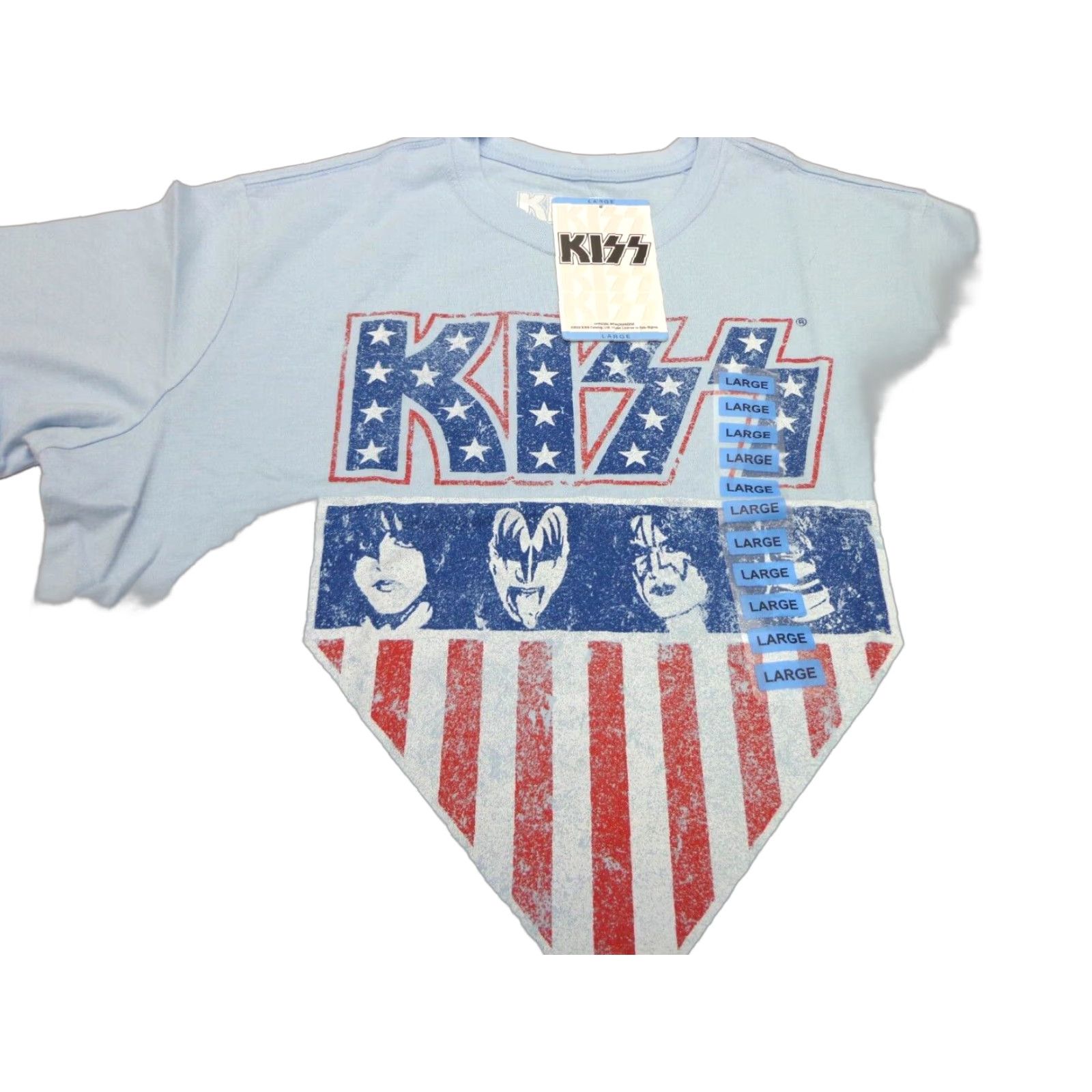 Vintage KISS T-Shirt Shirt Short Sleeve Round Neck Light Blue Size L Regular Men’s Blue Logo Distressed Graphic Music Vintage: No Size US L / EU 52-54 / 3 - 1 Thumbnail