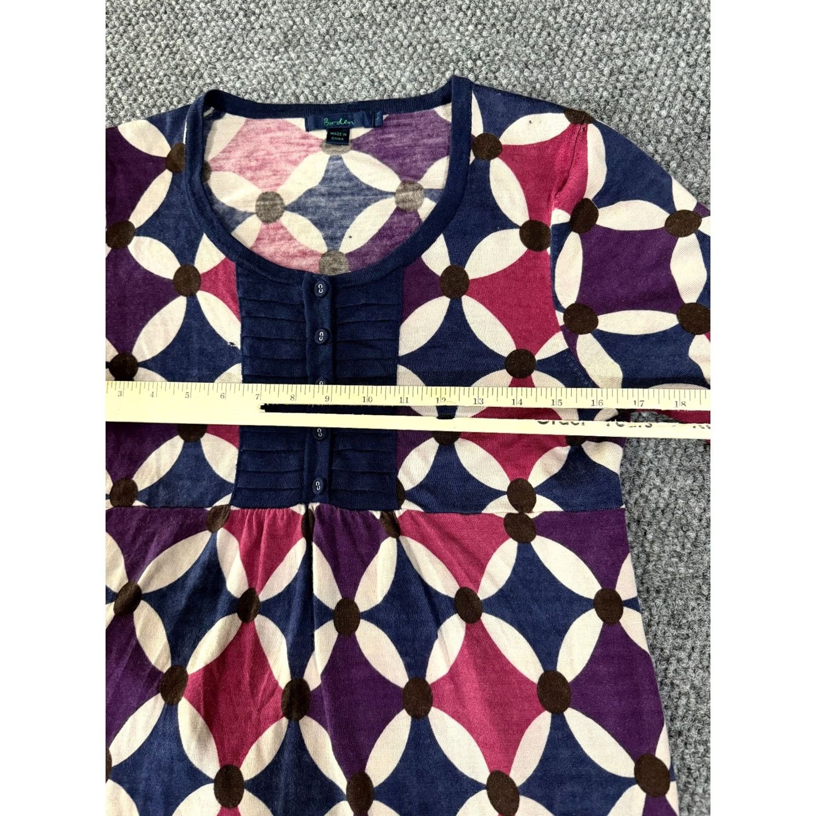 Boden Boden Womens Dress 14 Blue Navy Pink Geometric Long Sleeve Knit Casual Round Neck Pullover Knee Length Cotton Knit Sundress Womens Daywear Girls Mens Size XL / US 12-14 / IT 48-50 - 7 Thumbnail