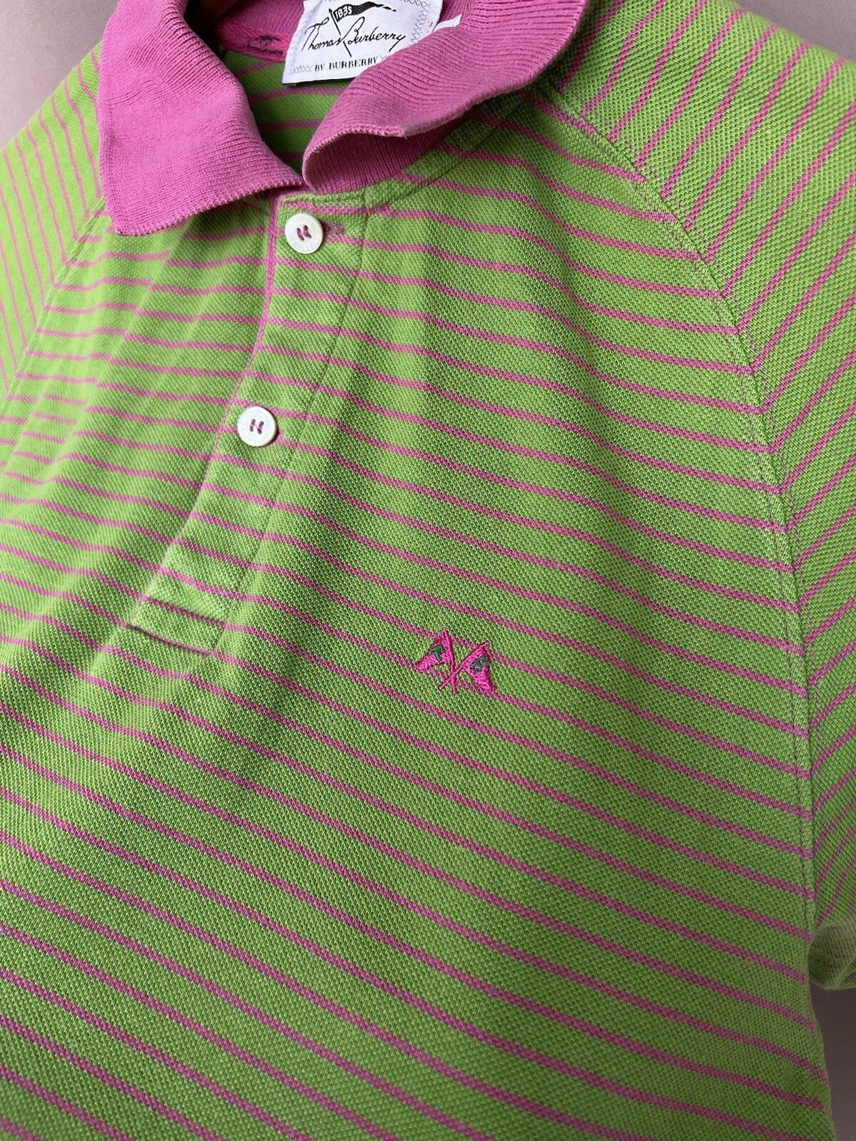 Burberry Thomas Burberry Striped Polo Shirt Mens Size M Short Sleeve Size US M / EU 48-50 / 2 - 9 Thumbnail