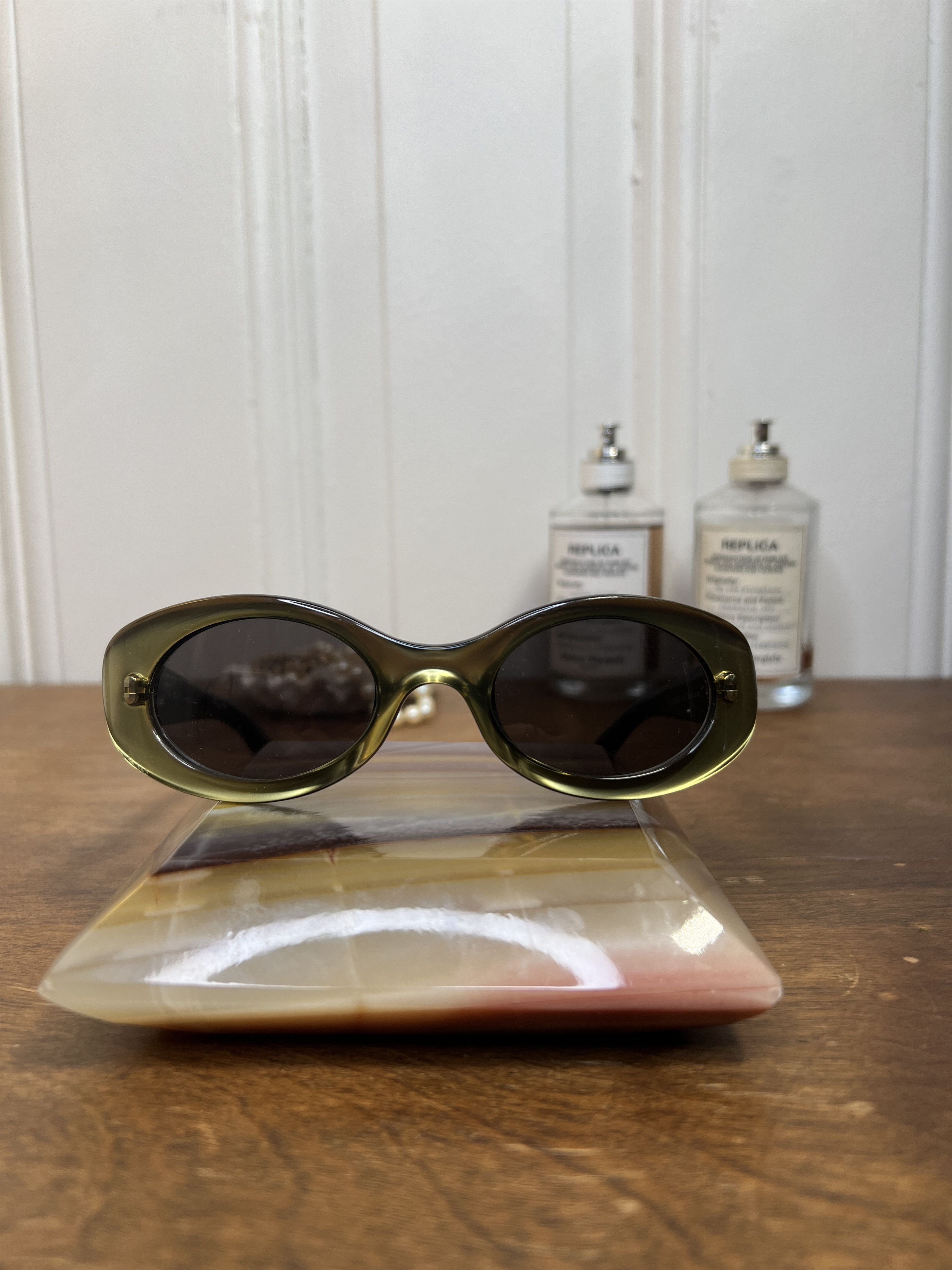 image of Gucci GG 2438 90's Bug Eye Sunglasses in Green, Women's