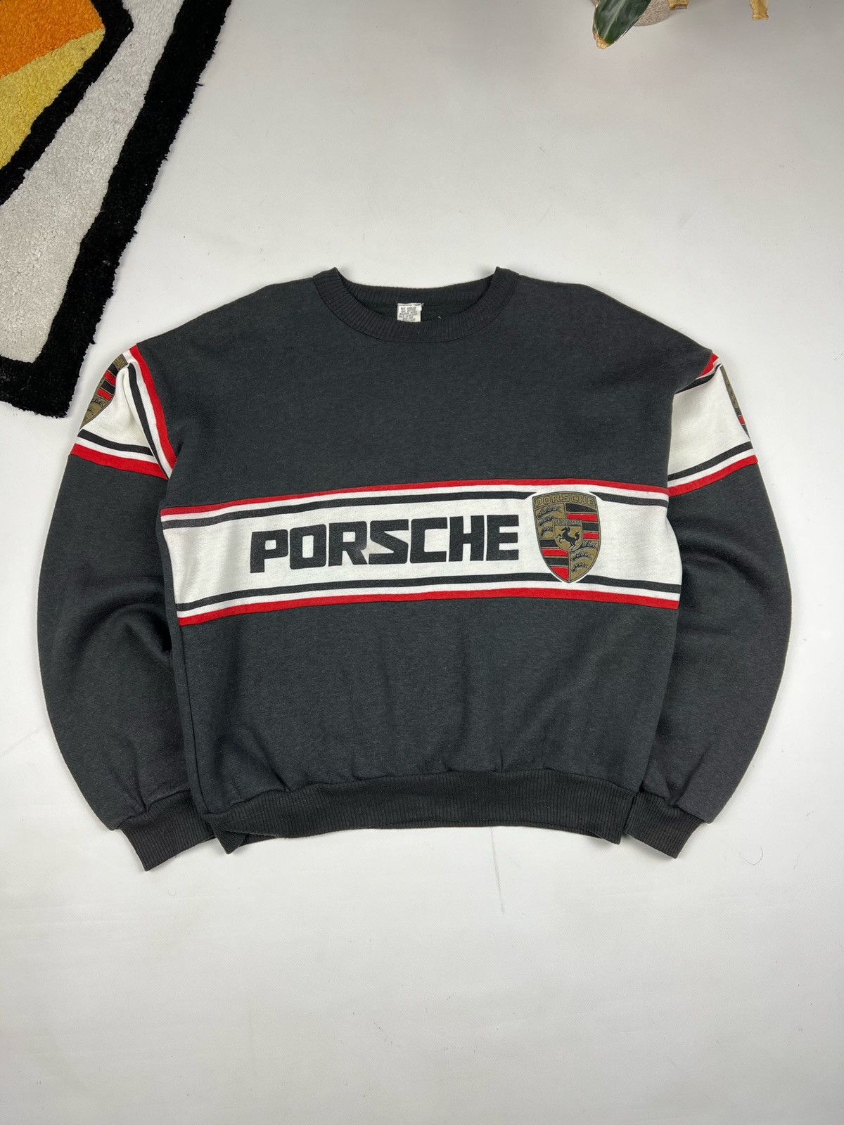 Image of Vintage Porsche Crewneck in Black, Men's (Size Large)