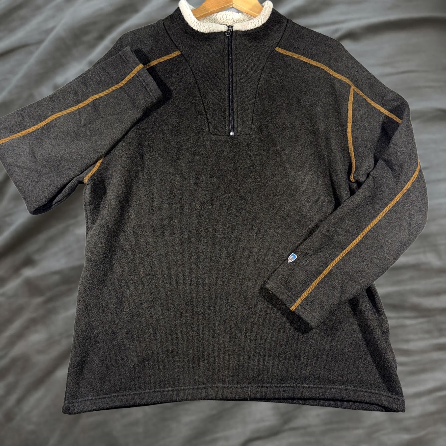 Vintage Kuhl Sweater Mens 2XL Gray Alfpaca Fleece Quarter Zip Mock Neck Pullover Size US XXL / EU 58 / 5 - 1 Thumbnail