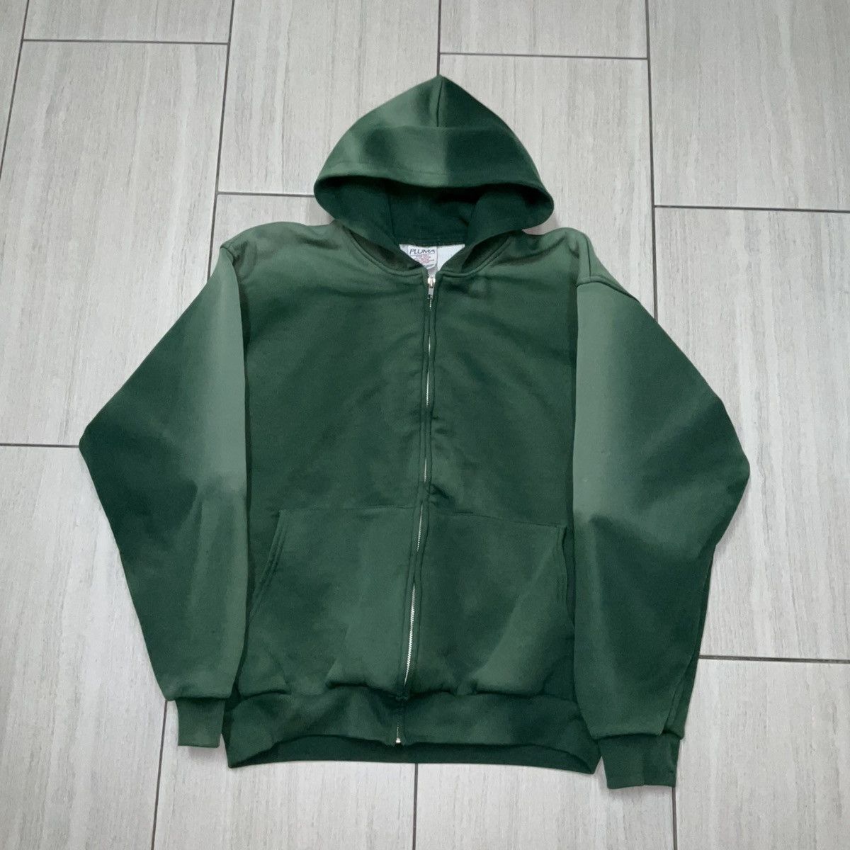 Vintage Vintage Green Sunfaded Thermal Lined Zip Up Hoodie Size US L / EU 52-54 / 3 - 1 Thumbnail