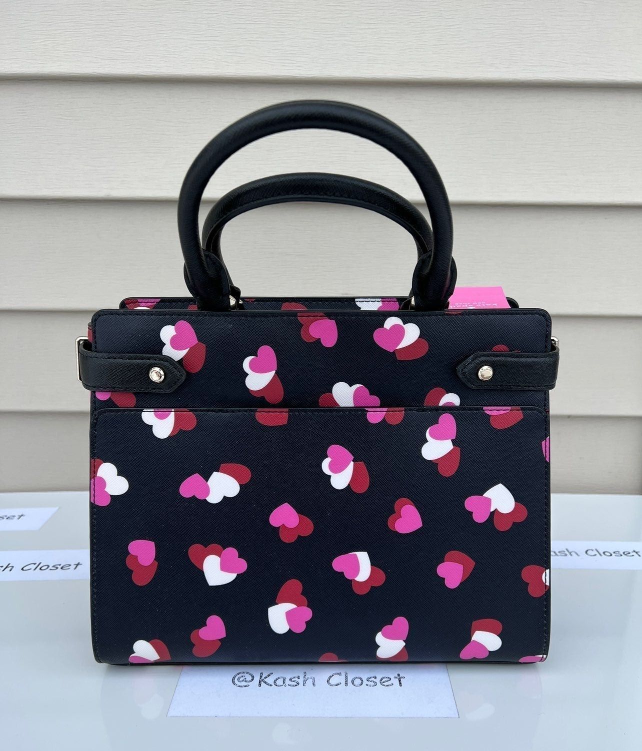 Kate Spade Kate Spade Satchel Staci Medium Satchel Heart Print Black M Size ONE SIZE - 5 Thumbnail