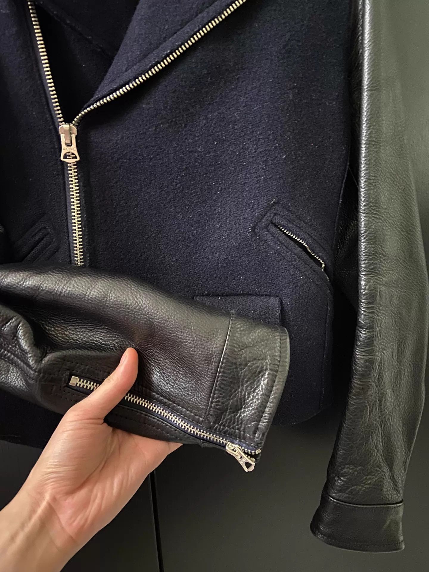 Acne Studios Acne Studios Men's Blue Leather Jacket 46 7/10 Size US S / EU 44-46 / 1 - 9 Thumbnail