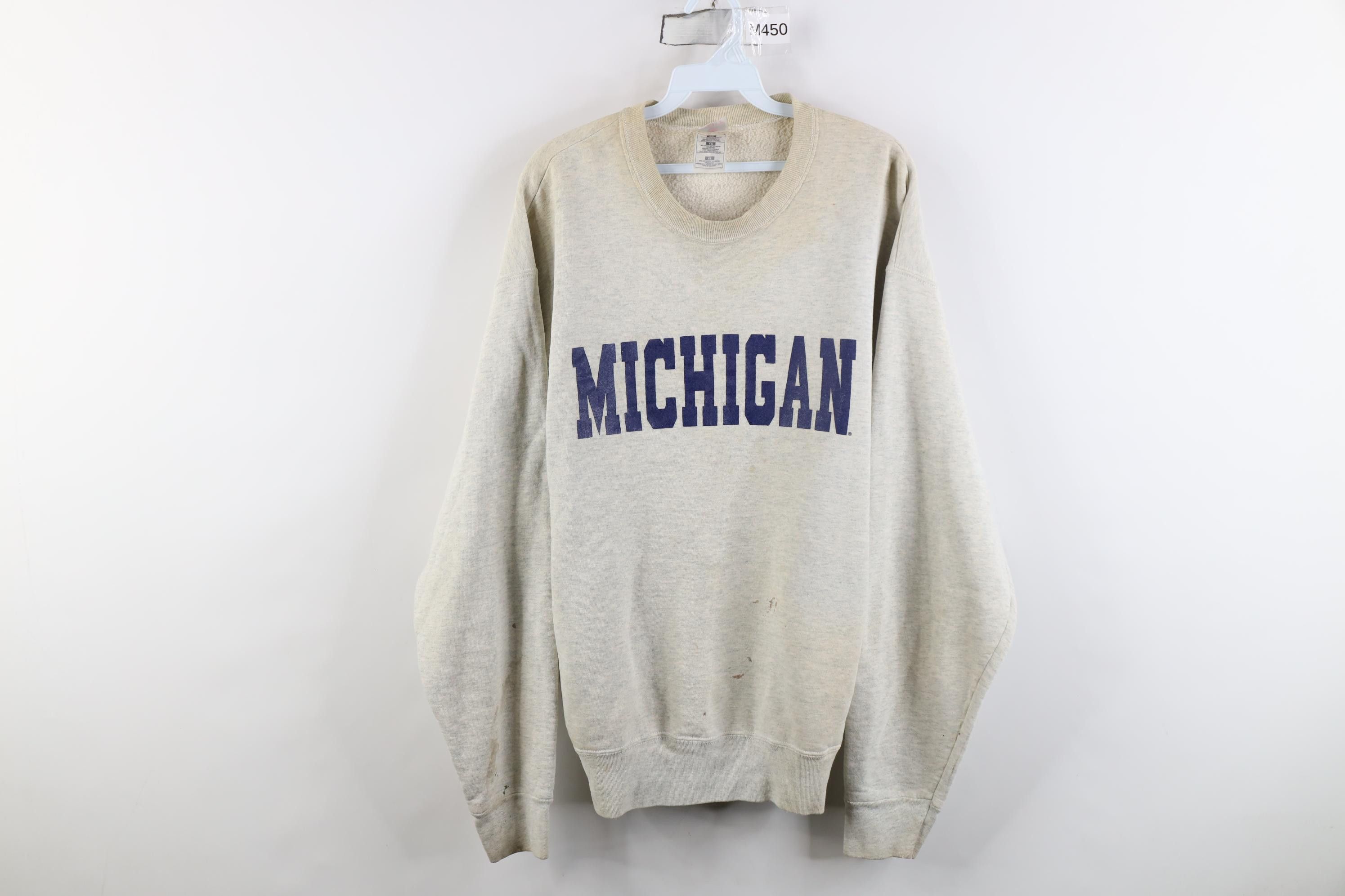 Vintage Vintage 90s Spell University of Michigan Crewneck Sweatshirt Size US XL / EU 56 / 4 - 1 Thumbnail