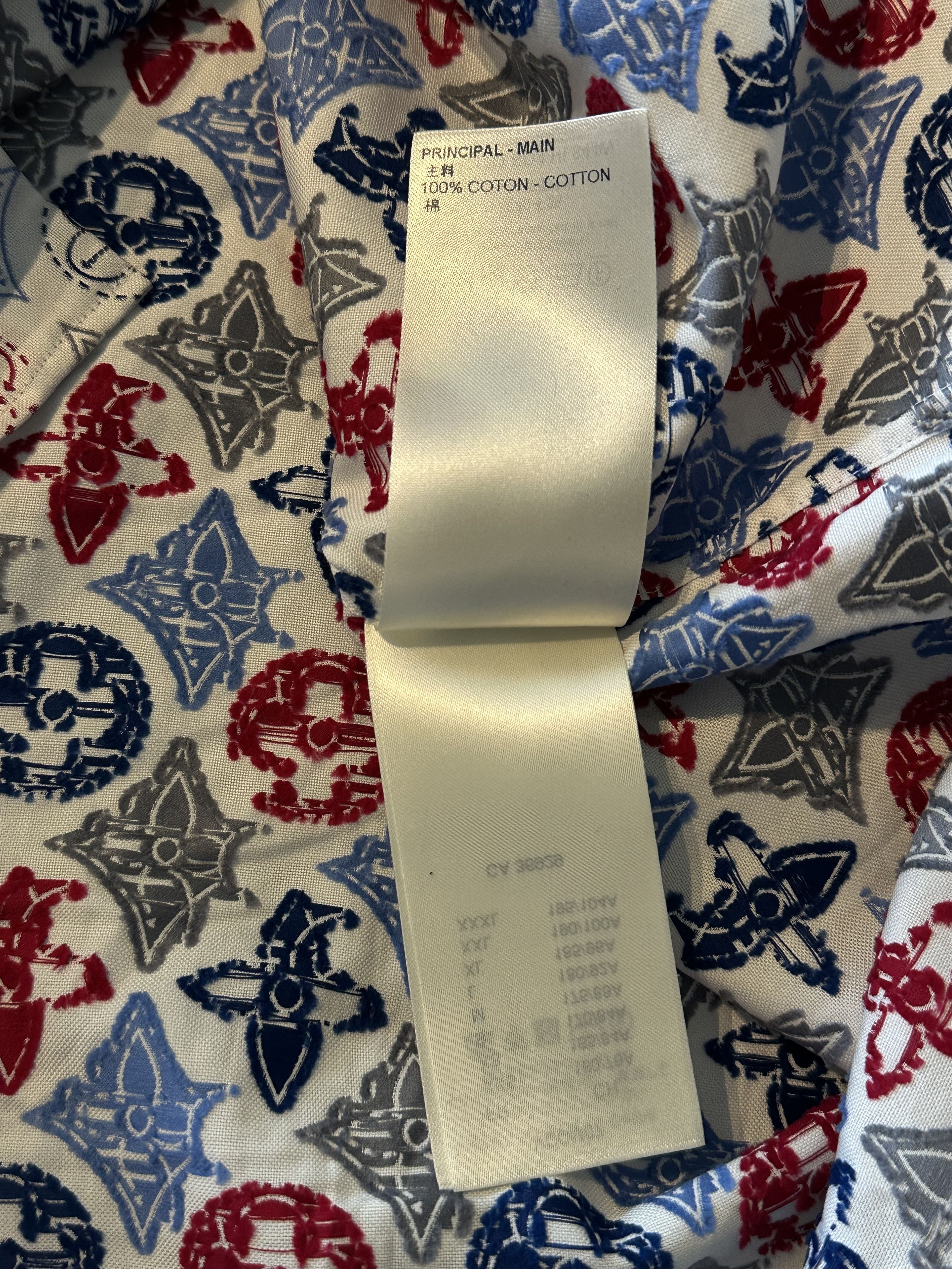 Louis Vuitton White Multicolor Embroidered Monogram Button Up Shirt Size US XXL / EU 58 / 5 - 5 Thumbnail