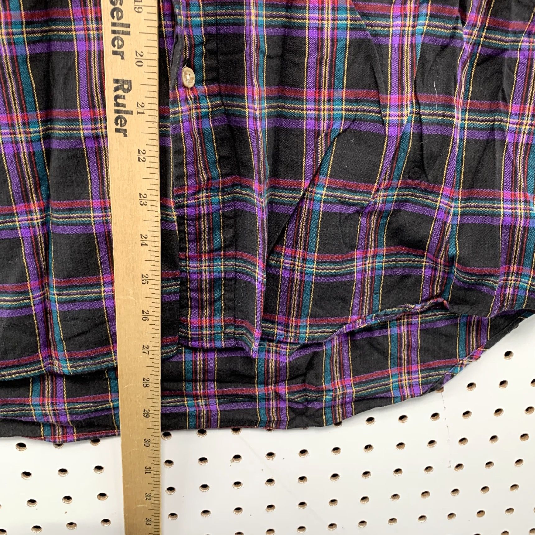 Vintage OshKosh B'Gosh Plaid Button-Up Shirt Mens Large Purple Black Long Sleeve Size US L / EU 52-54 / 3 - 5 Thumbnail