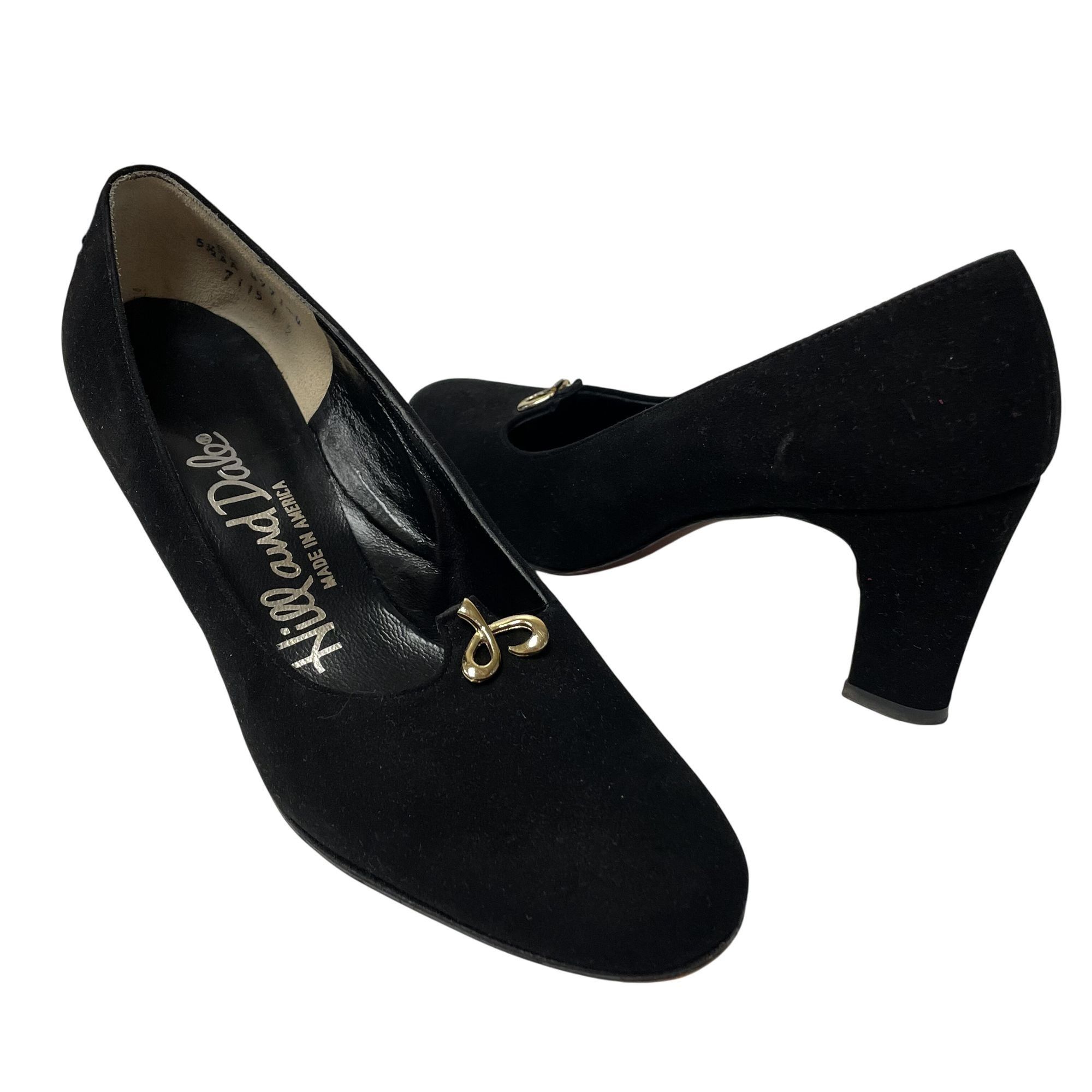Other Vtg Hill & Dale Suede Leather Pumps Medallion High Heels Size US 5.5 / IT 35.5 - 1 Thumbnail