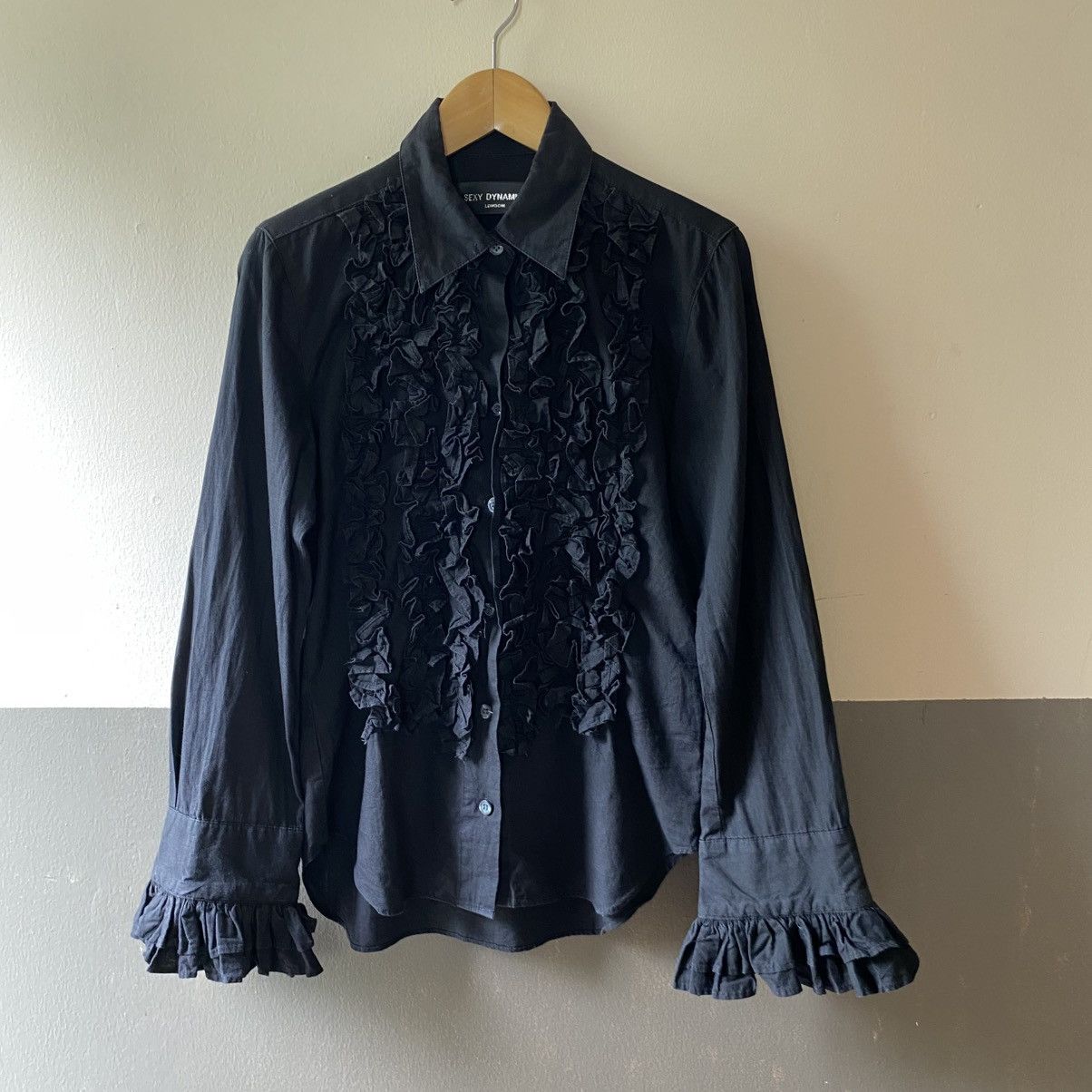 Seditionaries SEXY DYNAMITE Y2K Punk Black Ruffled Long Sleeve Blouse Size S / US 4 / IT 40 - 7 Thumbnail