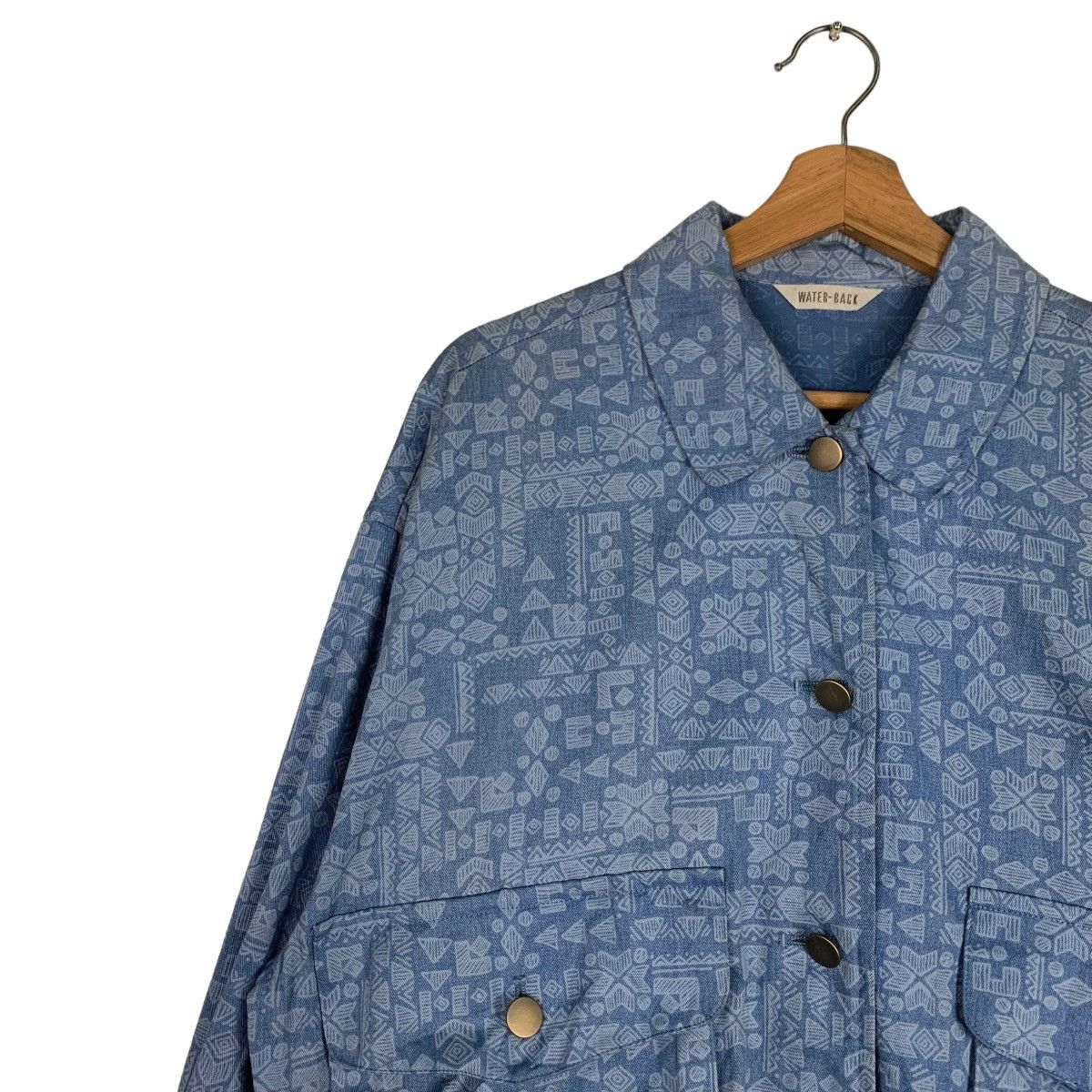 Japanese Brand WATER BACK Motif Design Blue Bomber Jacket #0889-C40 Size M / US 6-8 / IT 42-44 - 3 Thumbnail