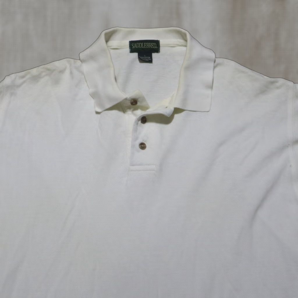 Vintage Saddlebred Polo Shirt Short Sleeve Adult Mens Size L White Cotton Blend Shirt Size US L / EU 52-54 / 3 - 1 Thumbnail