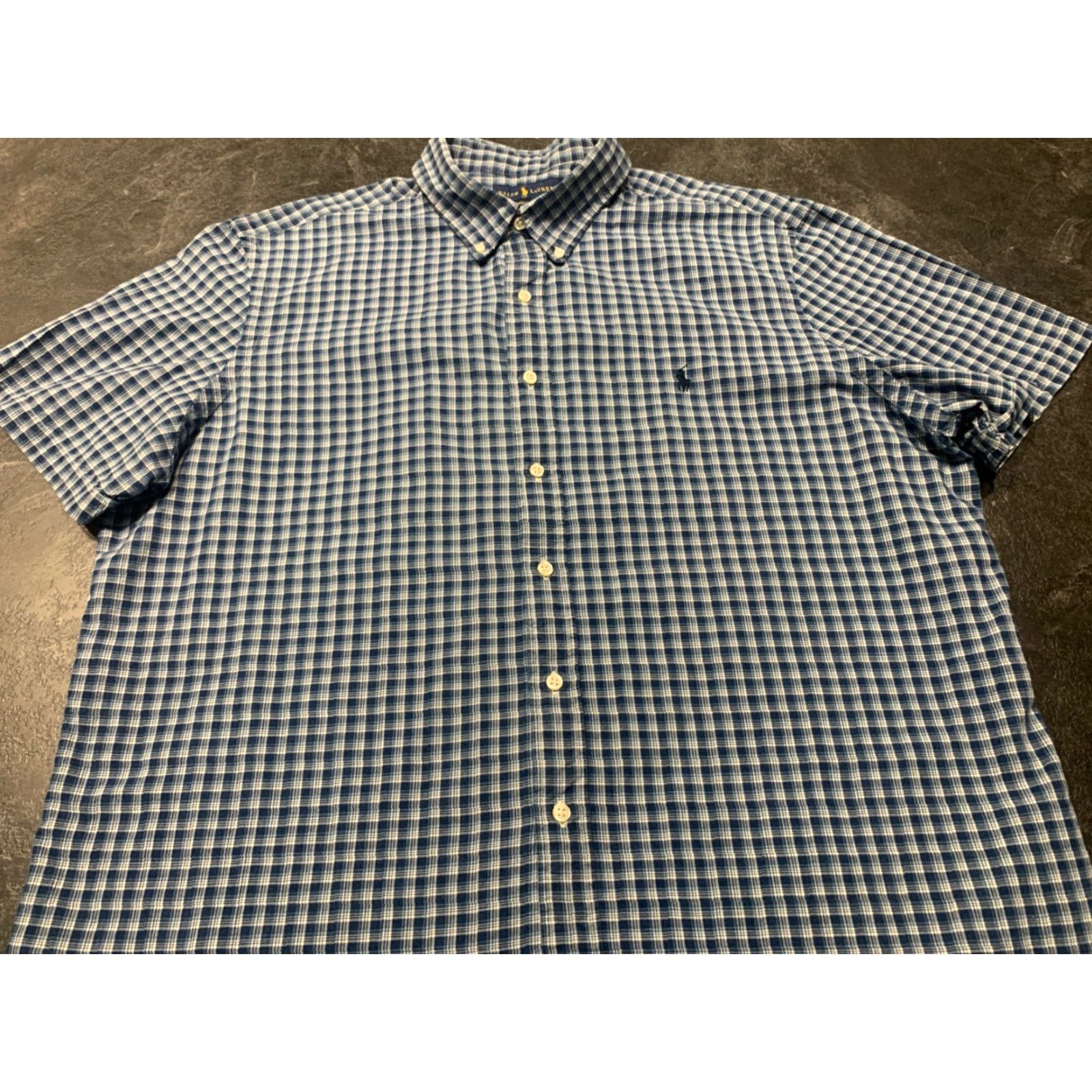 Polo Ralph Lauren Polo Ralph Lauren Vintage Button-Up Shirt Blue Plaid Short Sleeve Men's 2XL Size US XXL / EU 58 / 5 - 2 Thumbnail