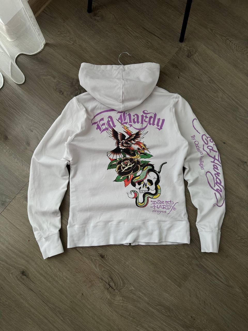 Ed Hardy Vintage Ed Hardy Christian Audigier White Hoodie Size US S / EU 44-46 / 1 - 7 Thumbnail