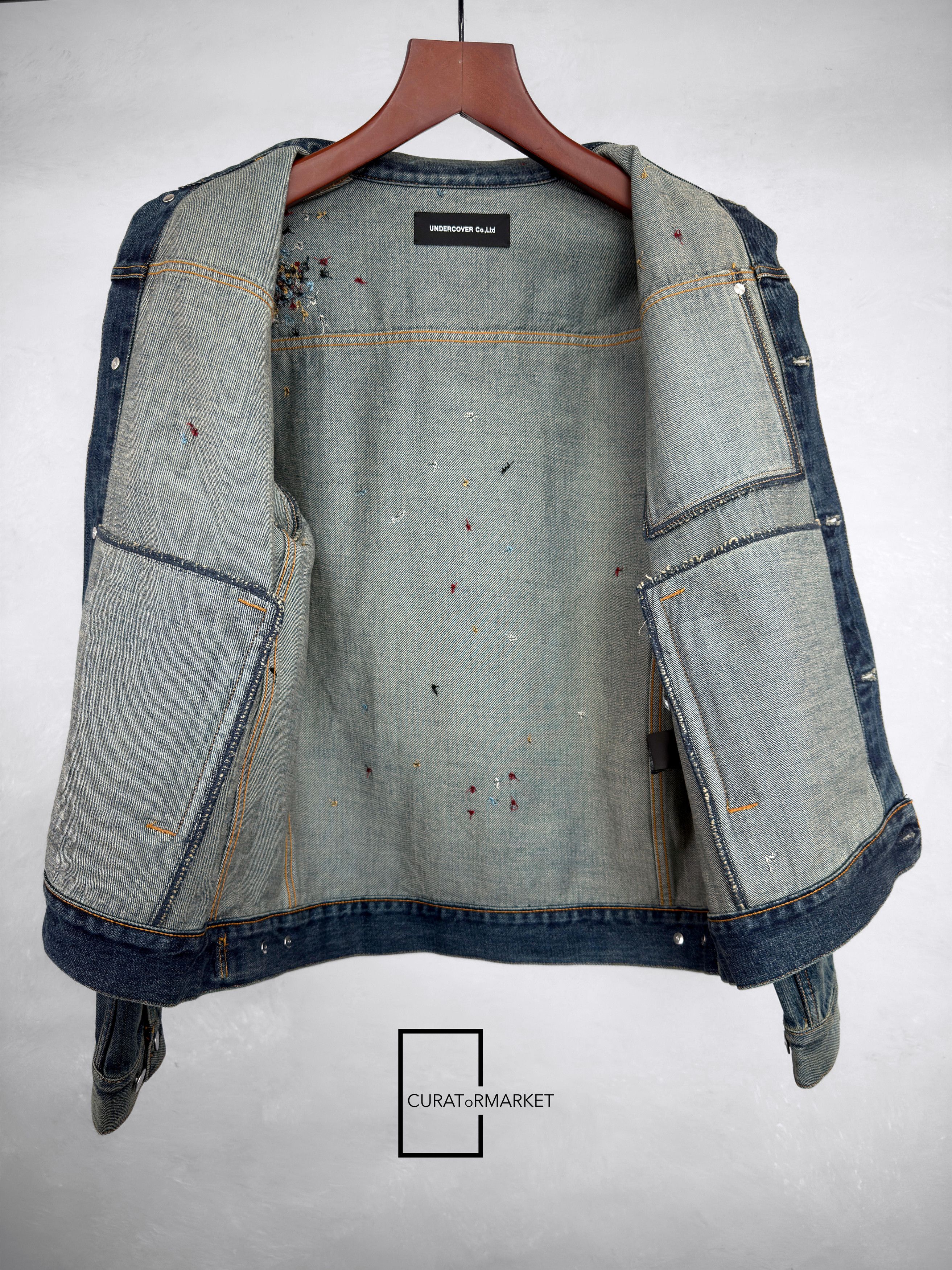 Undercover Cross Stitched Embroidered Indigo Cropped Denim Jacket FW24 Size US M / EU 48-50 / 2 - 5 Thumbnail