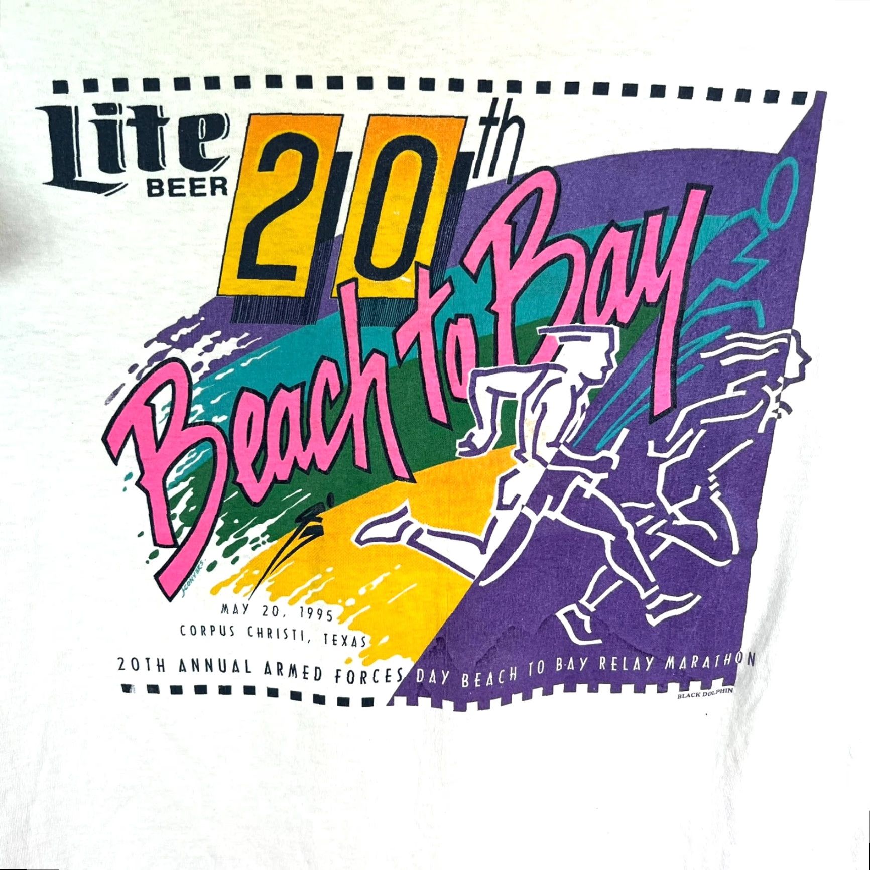 Hanes VINTAGE Hanes T-Shirt Marathon White XL Adult Crew Neck Short Sleeve Graphic Print Logo 1990s 95' Armed Forces Beach to Bat TX Men Men Size US XL / EU 56 / 4 - 2 Thumbnail