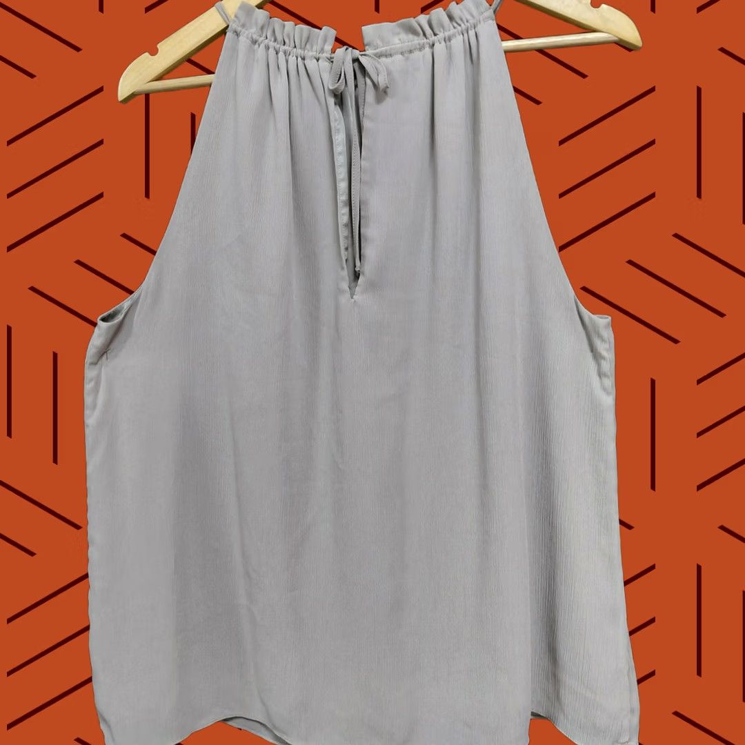 H&M H&M Gray Sleeveless Top Solid Polyester Women L Blouse Casual Spring Summer Regular Size L / US 10 / IT 46 - 1 Thumbnail