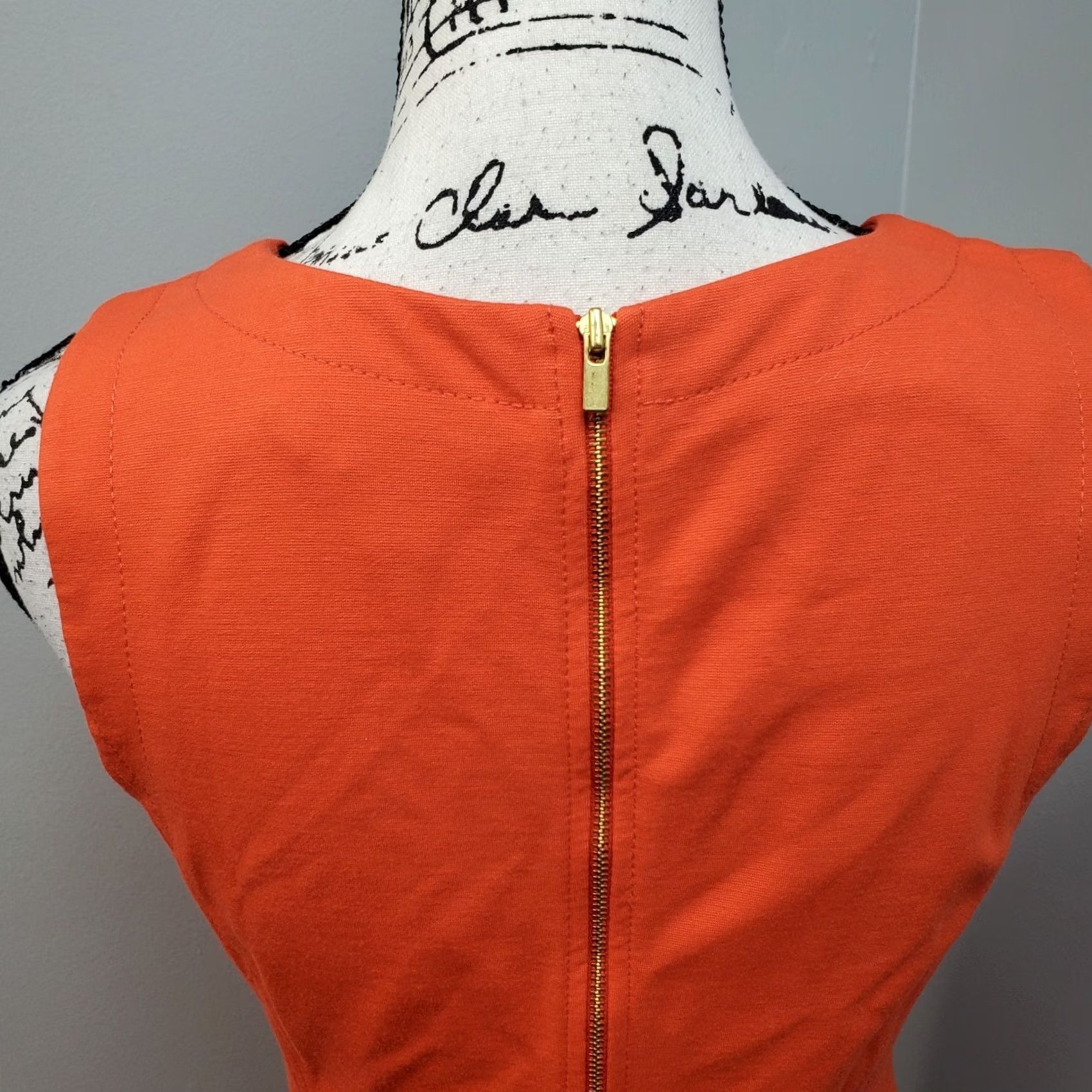 Banana Republic Banana Republic Tank Dress Womens Size 8 Orange Rayon Stretch V-Neck Back Zip Dress Size M / US 6-8 / IT 42-44 - 5 Thumbnail