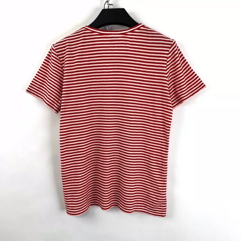 Saint Laurent Paris Saint Laurent ParisRed and white striped flocking logo sho Size M / US 6-8 / IT 42-44 - 3 Thumbnail