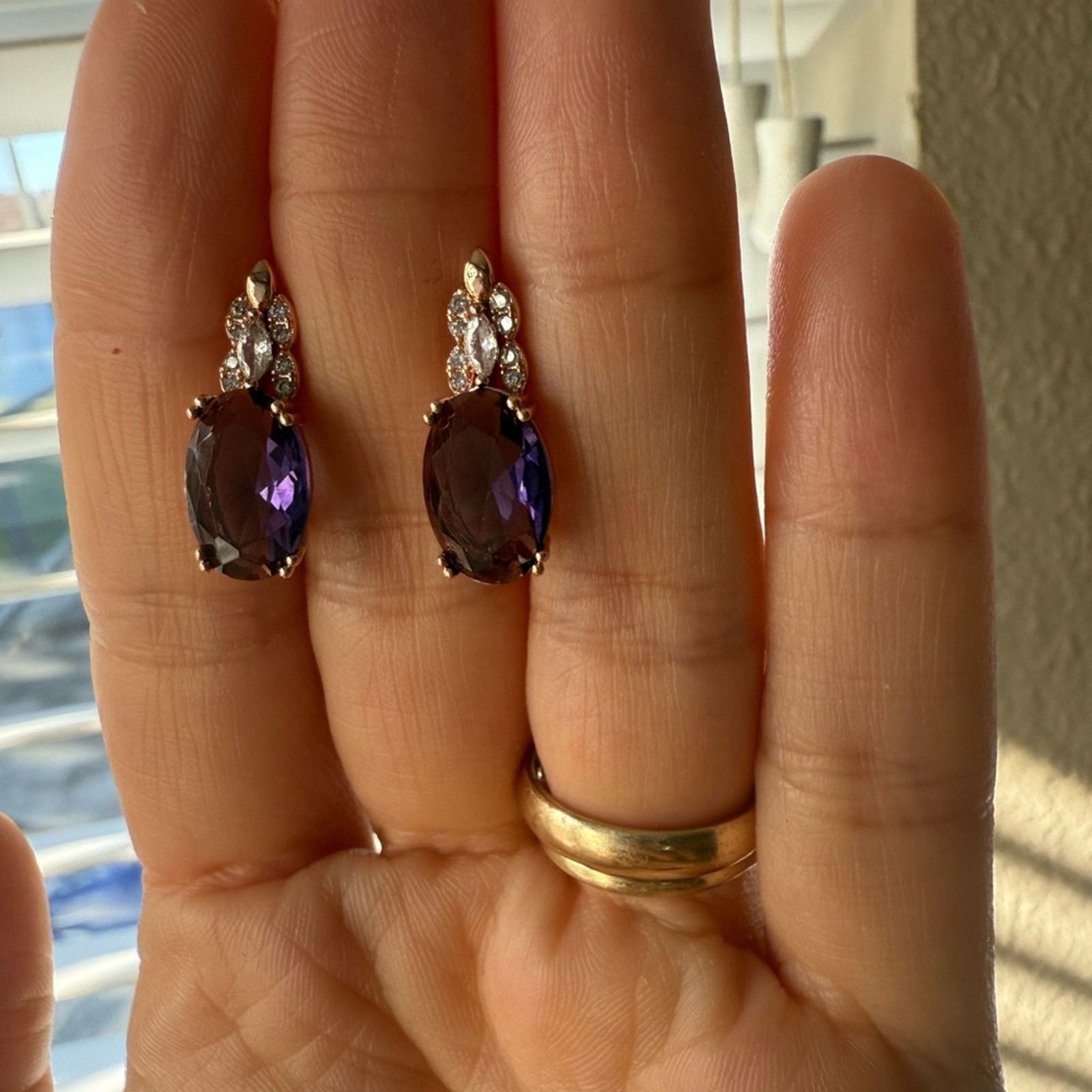 Other Purple Oval Natural Zircon English Earrings for Women 585 Size ONE SIZE - 7 Thumbnail