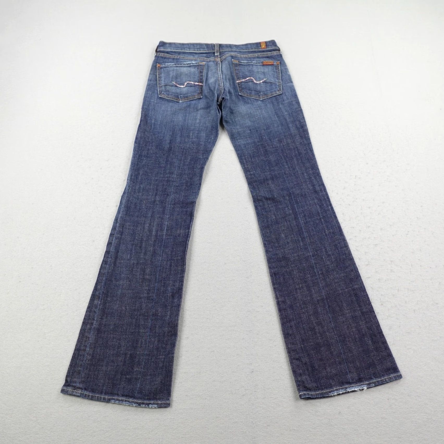 7 For All Mankind 7 For All Mankind Jeans Womens 28 Blue Denim Low Rise Bootcut Flare Y2K Pockets Stretch Size 28" / US 6 / IT 42 - 4 Thumbnail
