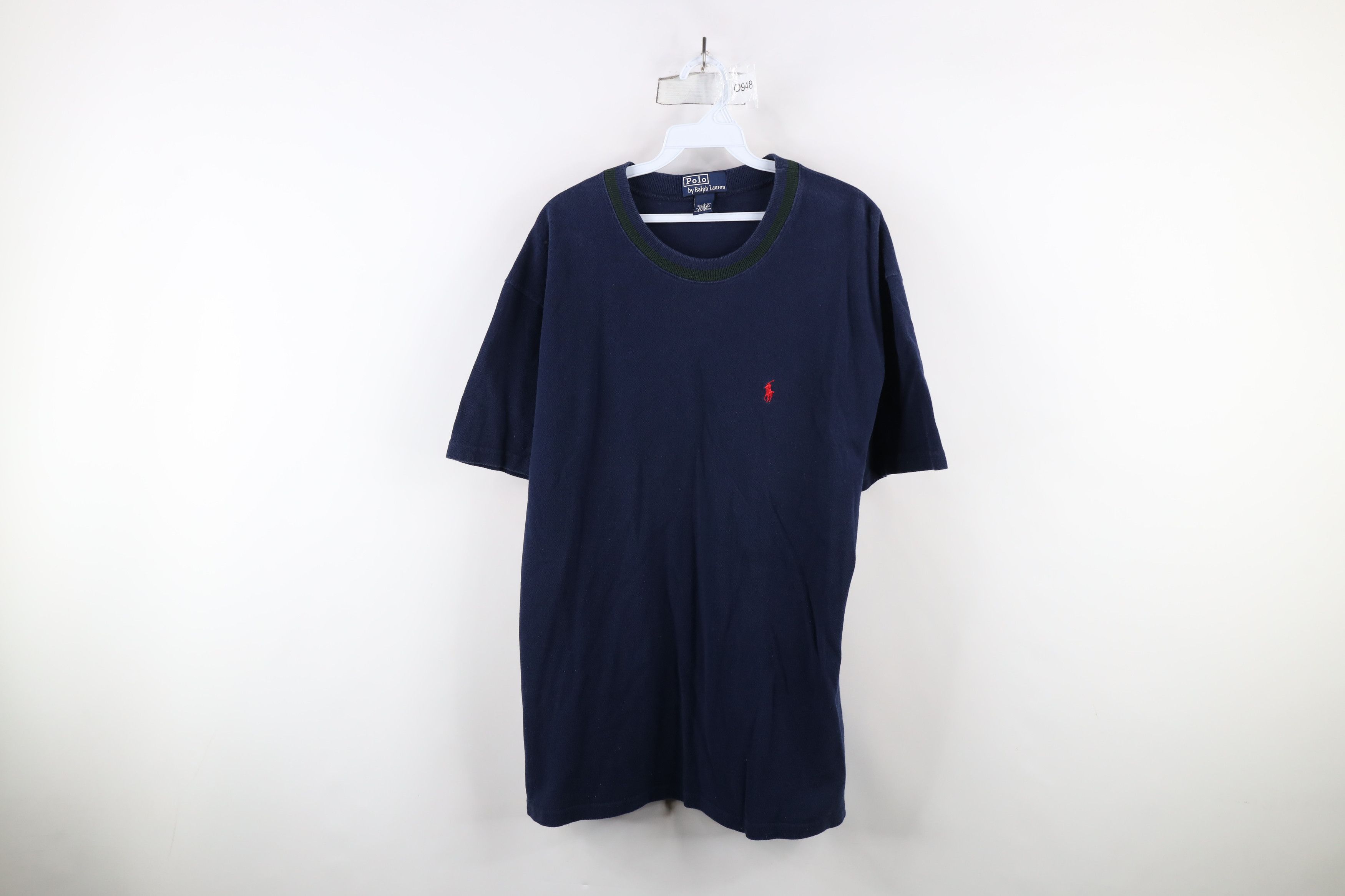 Ralph Lauren × Vintage Vintage 90s Ralph Lauren Cotton Heavyweight T-Shirt Blue Size US L / EU 52-54 / 3 - 1 Thumbnail