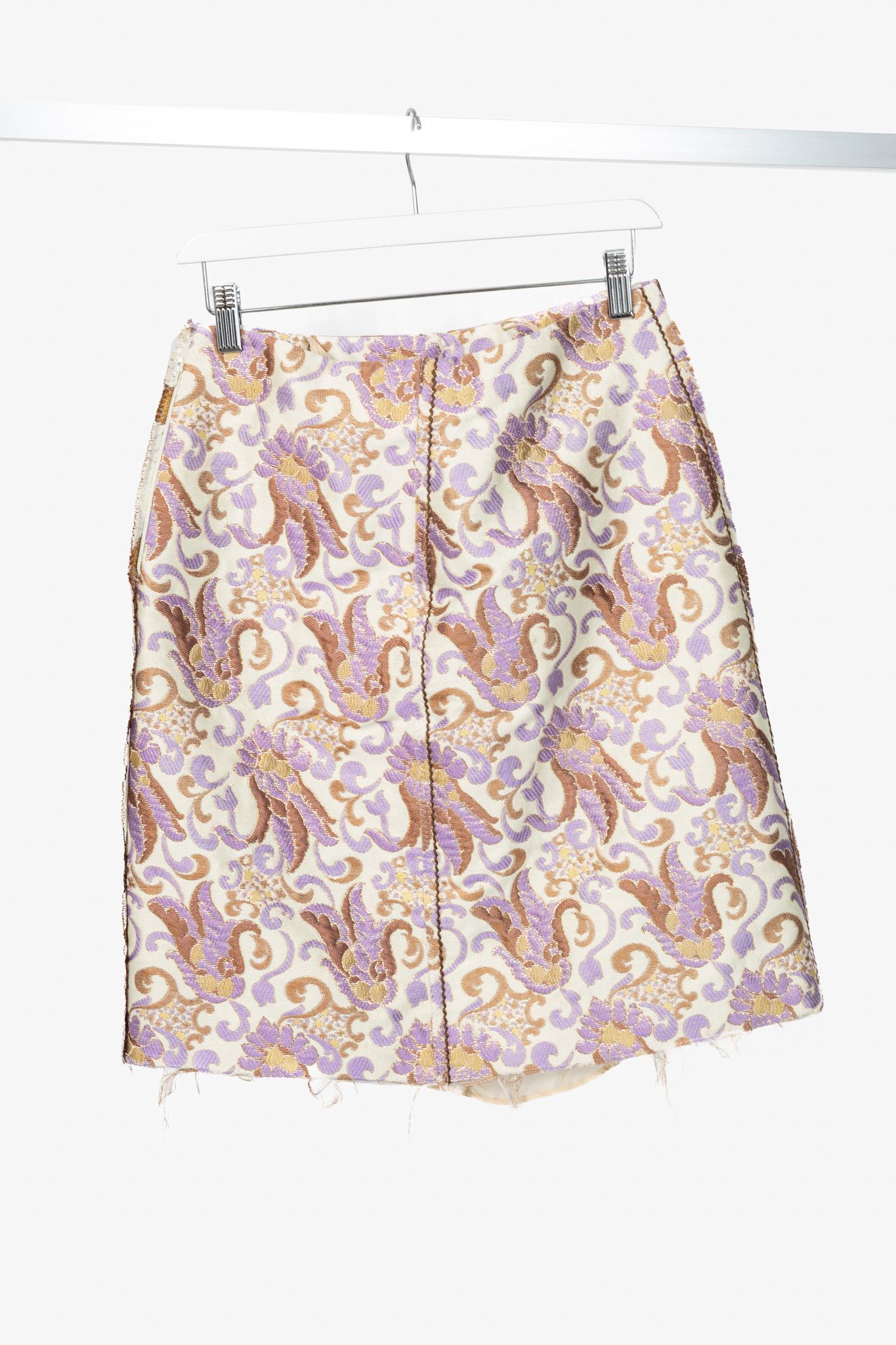 Prada Prada SS15 Metallic-Baroque Jacquard Pencil Skirt Size 27" / US 4 / IT 40 - 2 Thumbnail