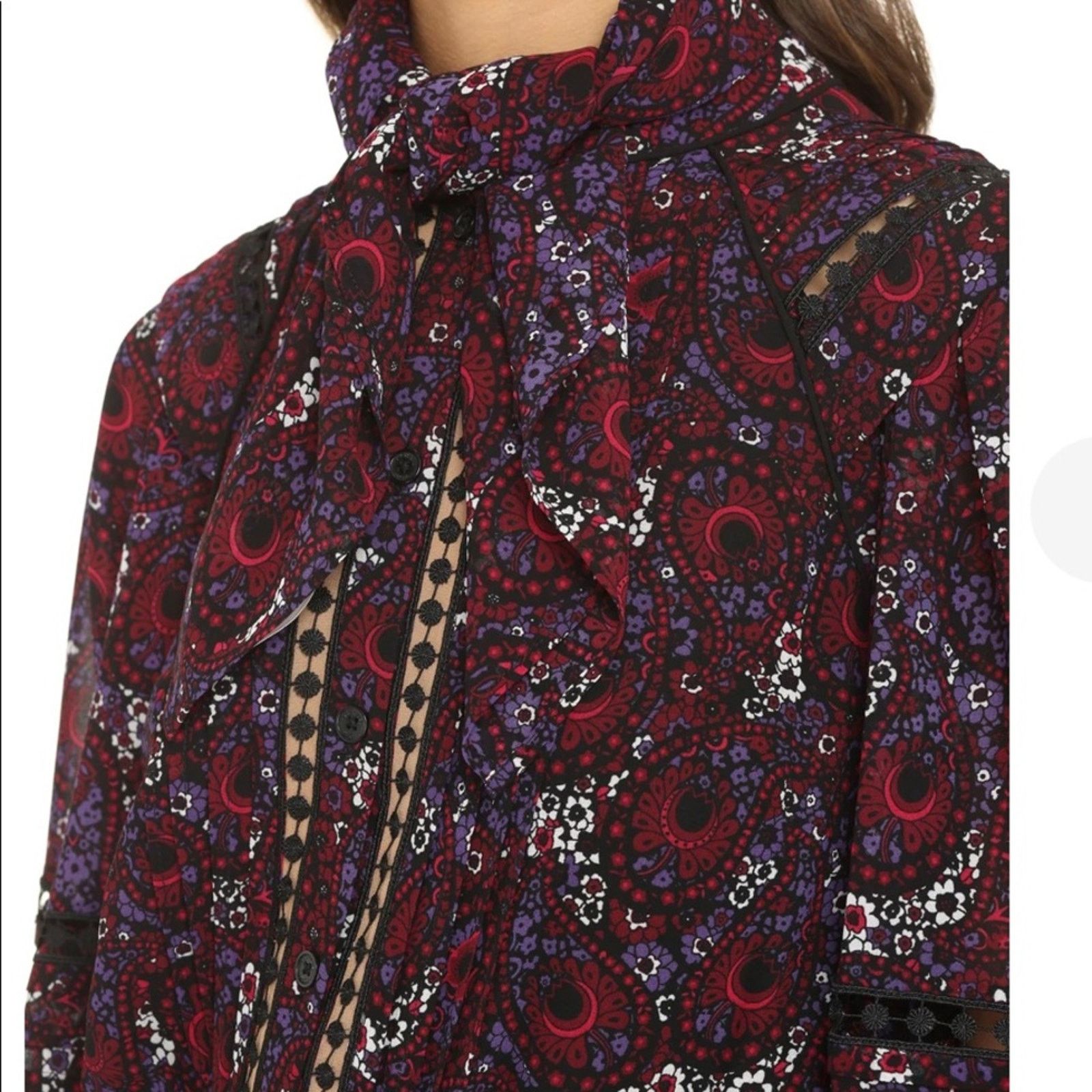 Michael Kors Michael Kors Burgundy Paisley Dress Size 2 Size XS / US 0-2 / IT 36-38 - 3 Thumbnail