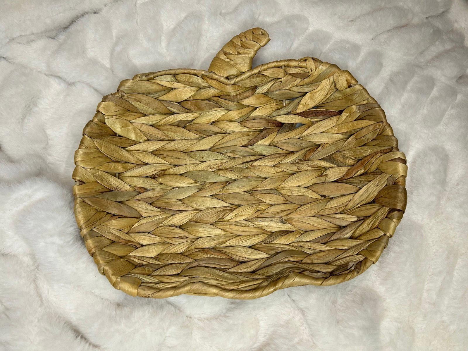 Designer Wicker Rattan Woven Pumpkin Tray by Way To Celebrate Size ONE SIZE - 5 Thumbnail
