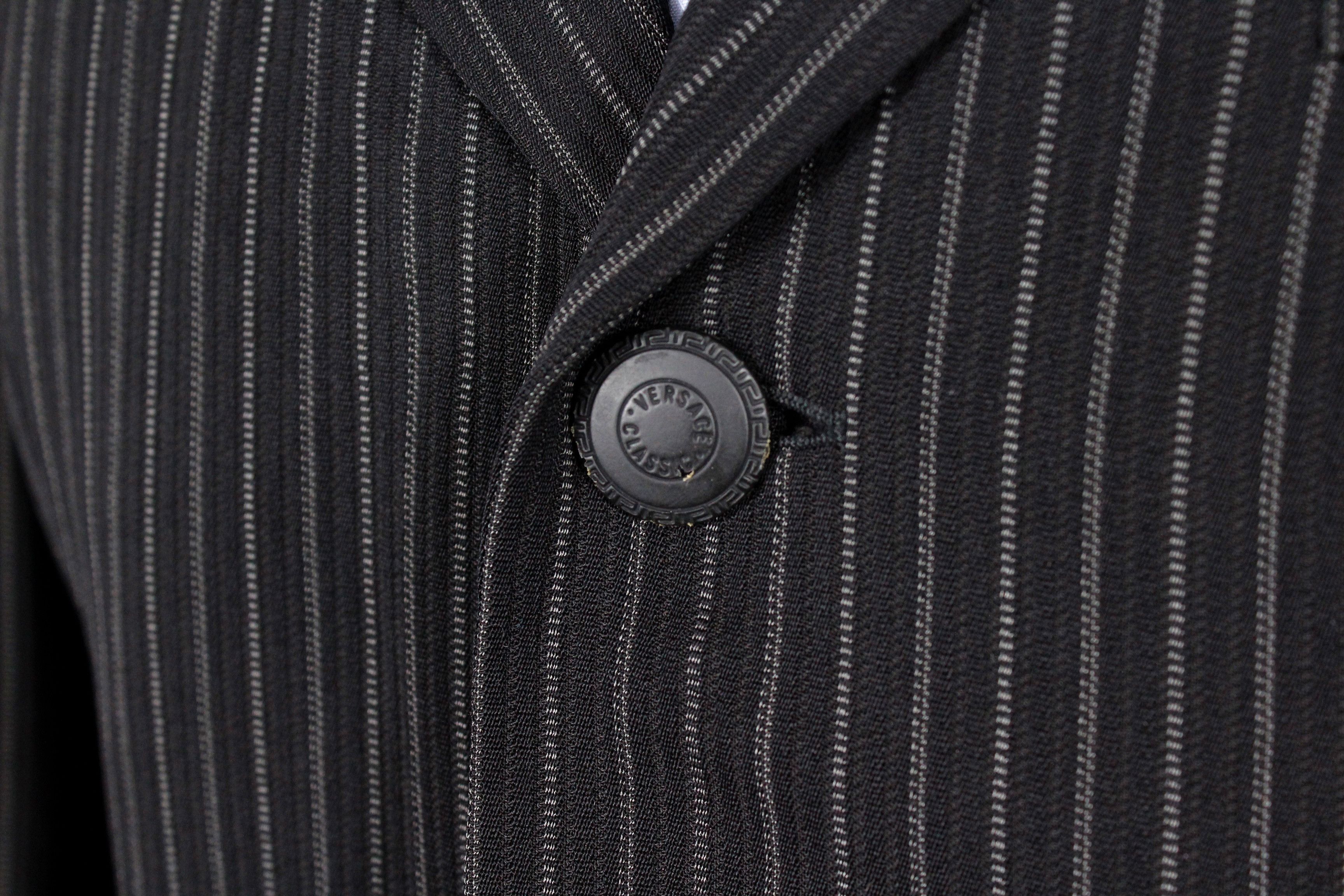 Versace Vintage Versace Classic V2 Striped Knit Black Blazer Jacket Size US M / EU 48-50 / 2 - 4 Thumbnail