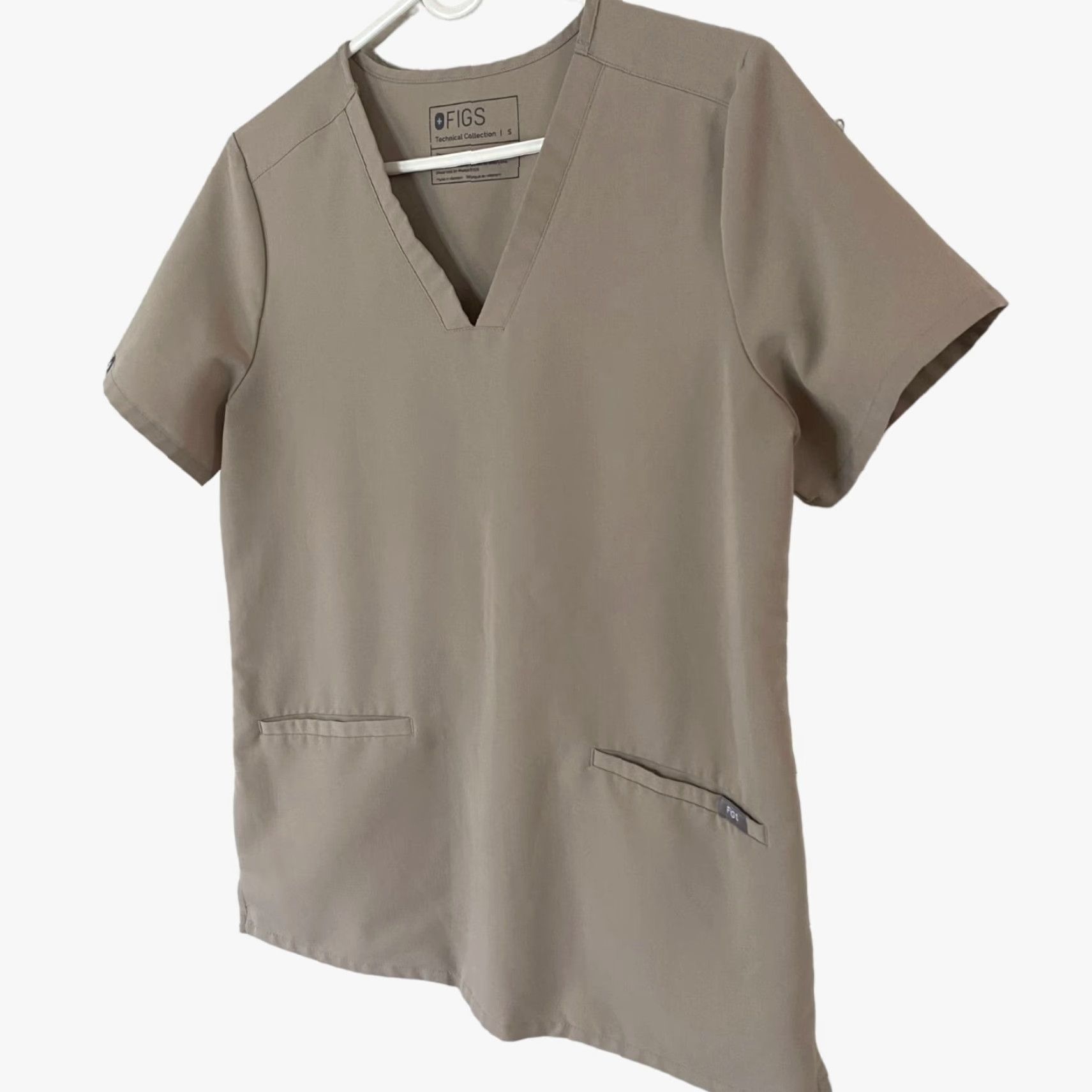 Vintage FIGS Casma Three-Pocket V-Neck Scrub Top Womens Small Tan Shirt Size S / US 4 / IT 40 - 2 Thumbnail