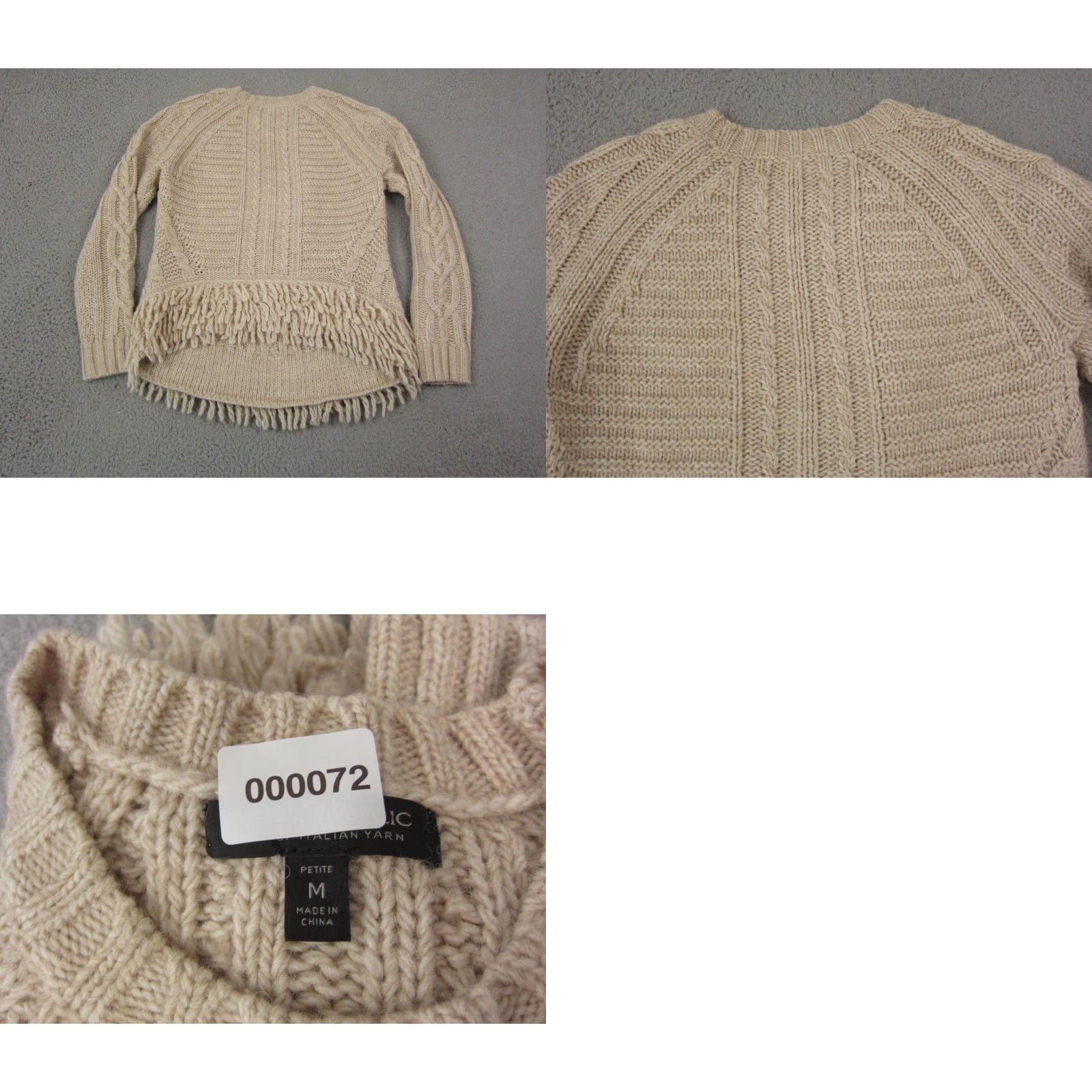 Banana Republic Banana Republic Sweater Womens Petite Medium Beige Cable Knit Fringe Wool Alpaca Pullover Crew Neck Long Sleeve Size M / US 6-8 / IT 42-44 - 9 Thumbnail