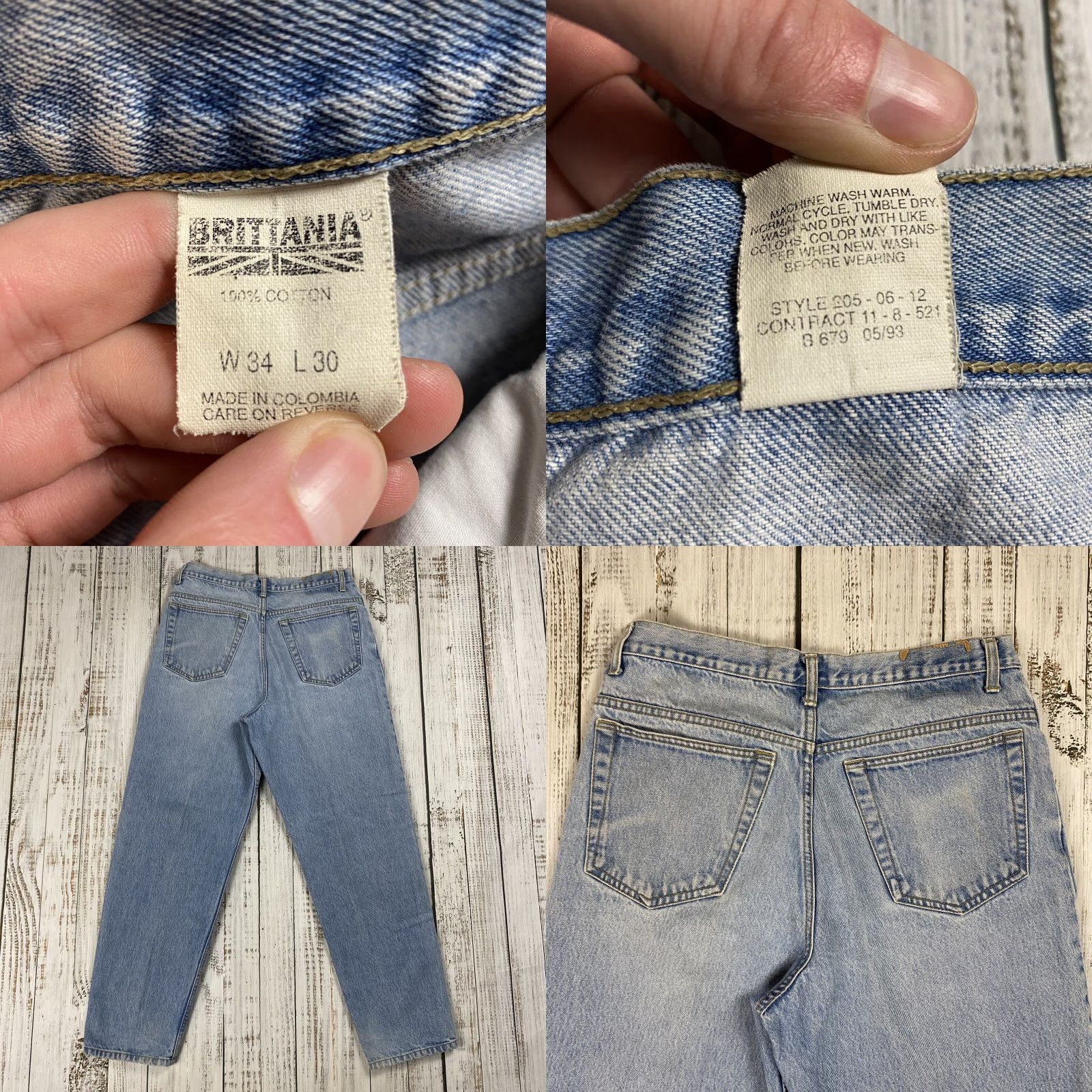 Denime VINTAGE Brittania Levis Tapered Light Wash Denim Jeans 34x30 90s Classic Mens Blue Size US 34 / EU 50 - 8 Thumbnail