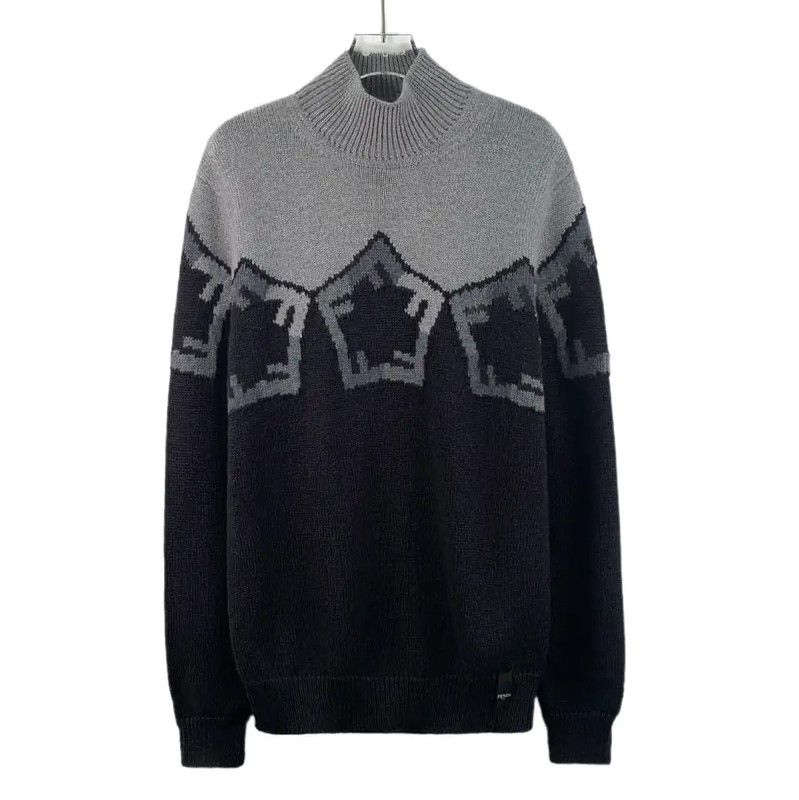Fendi Fendi Color Block Wool Knit Sweater for Men 0089 Size US S / EU 44-46 / 1 - 1 Thumbnail