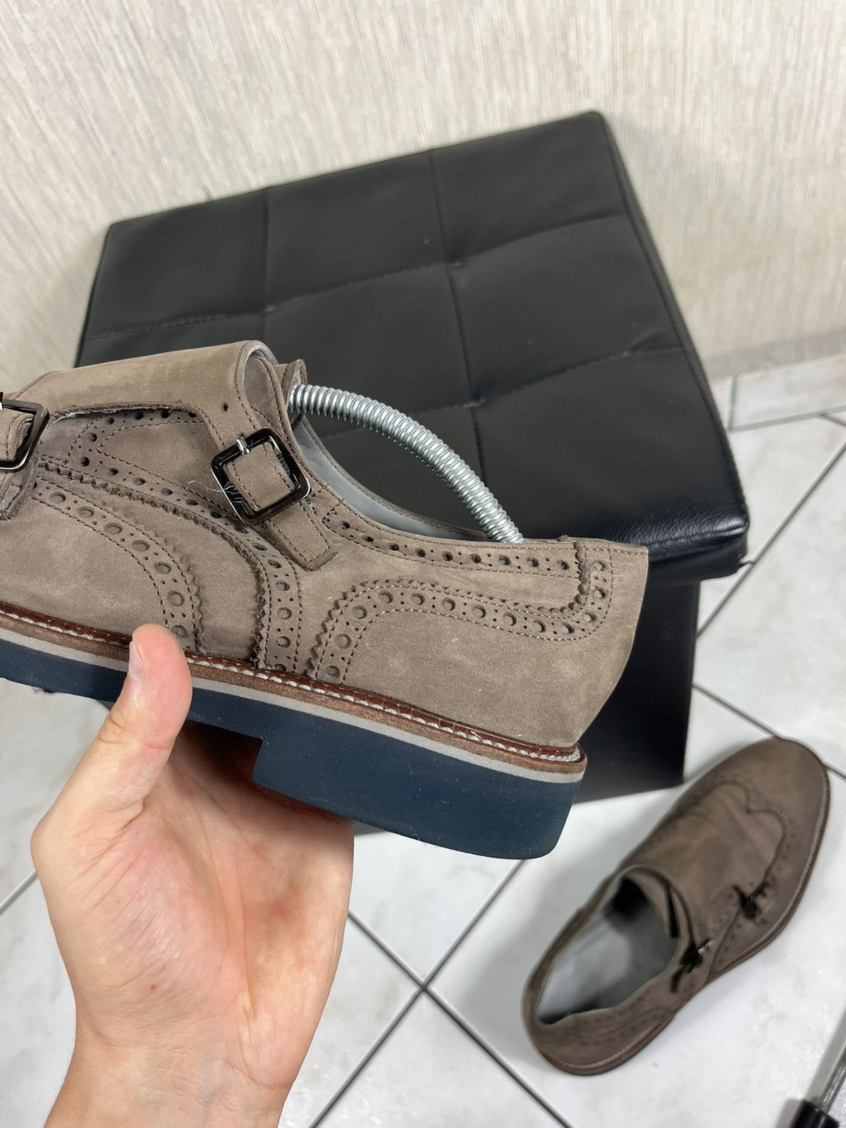 Canali × Designer Canali Italy monk strap leather shoes classic suede loafers Size US 12 / EU 45 - 21 Thumbnail