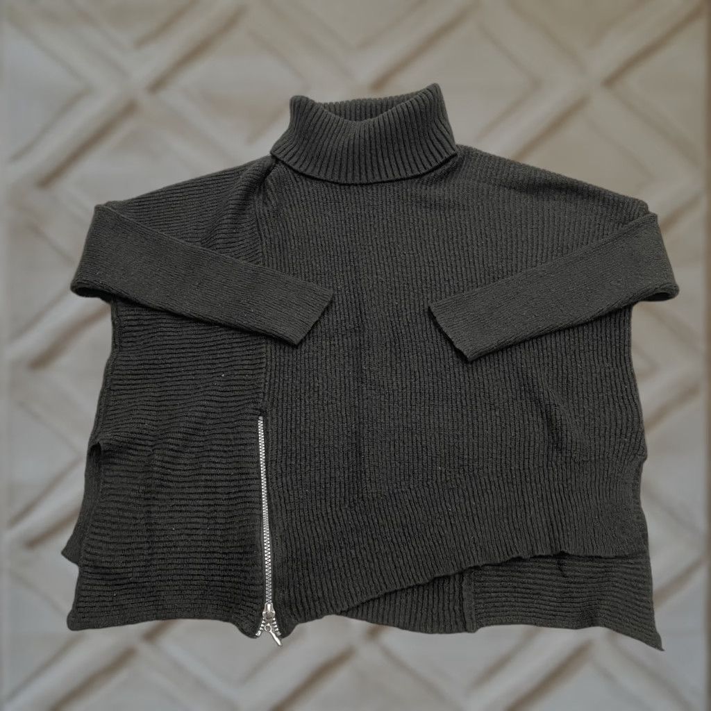 Faded Glory Faded Glory Sweater Womens L Black Turtleneck Acrylic Side Zip Pullover Knit Size L / US 10 / IT 46 - 1 Thumbnail