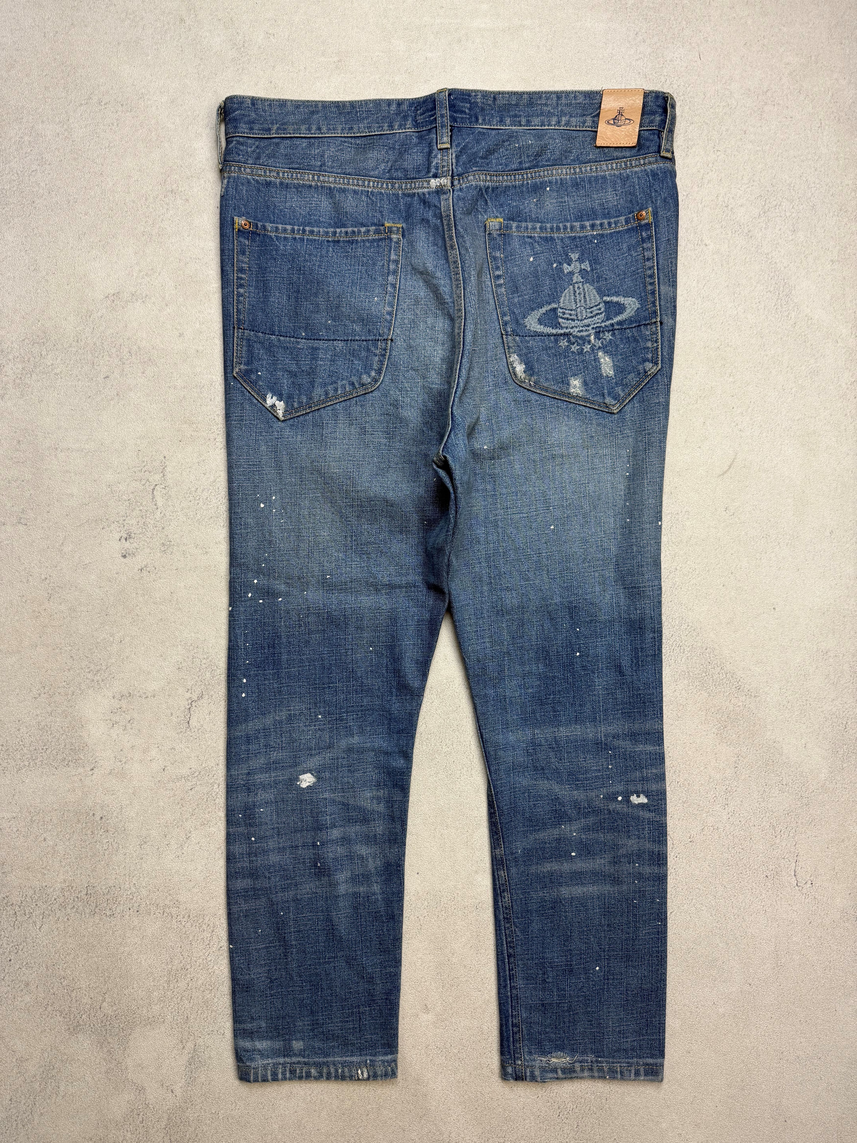 Vivienne Westwood Vivienne Westwood Orb Logo Denim Paint Splatter Size US 34 / EU 50 - 1 Thumbnail