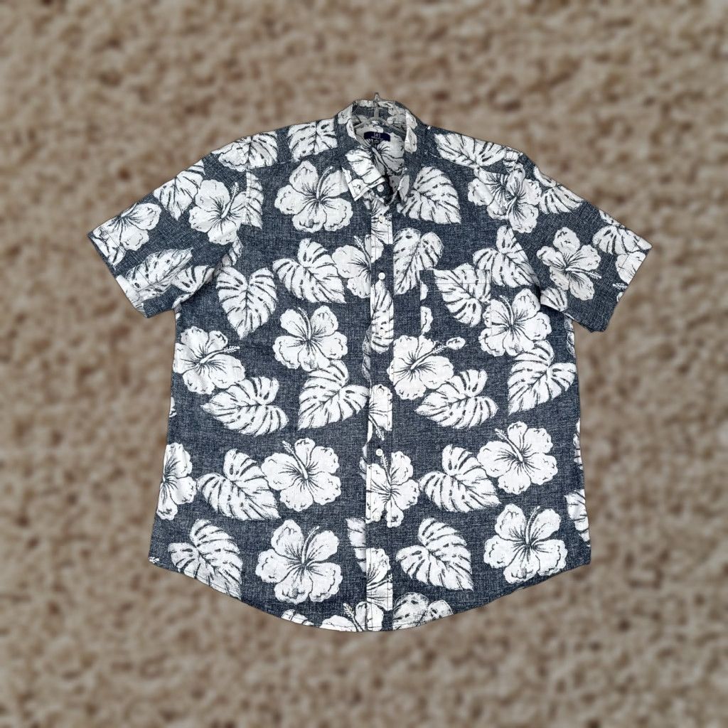 George George Shirt Mens XL Blue White Floral Cotton Blend Hawaiian Button-Up Size US XL / EU 56 / 4 - 1 Thumbnail