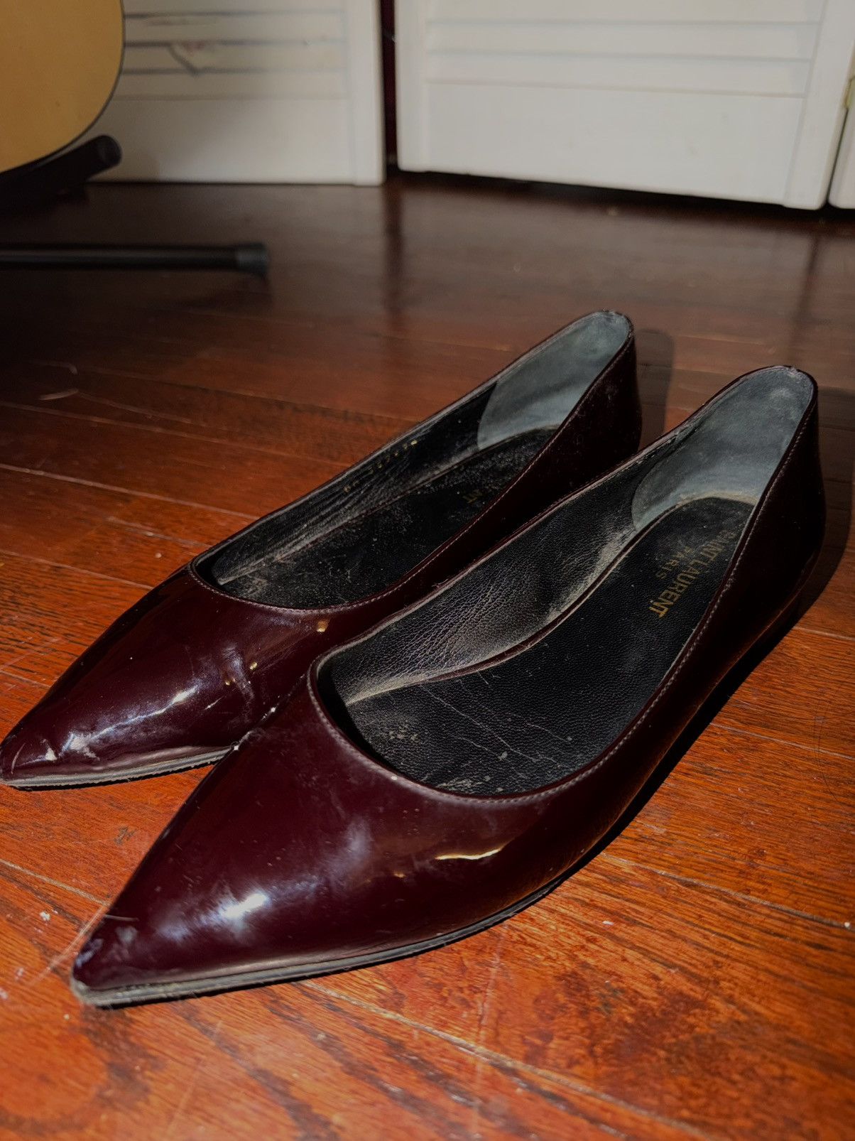 Saint Laurent Paris Burgundy Saint Laurent Pointed Flats Size US 7 / IT 37 - 4 Thumbnail