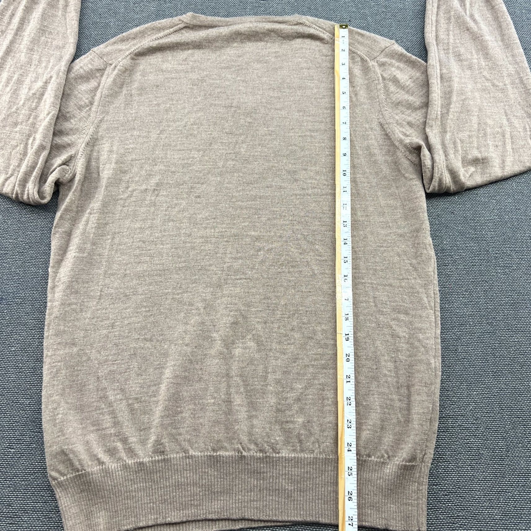 J.Lindeberg J. Lindeberg Mens Jumper XL 100% Merino Wool Beige V-Neck Pullover Sweater Shirt? Size US XL / EU 56 / 4 - 6 Thumbnail