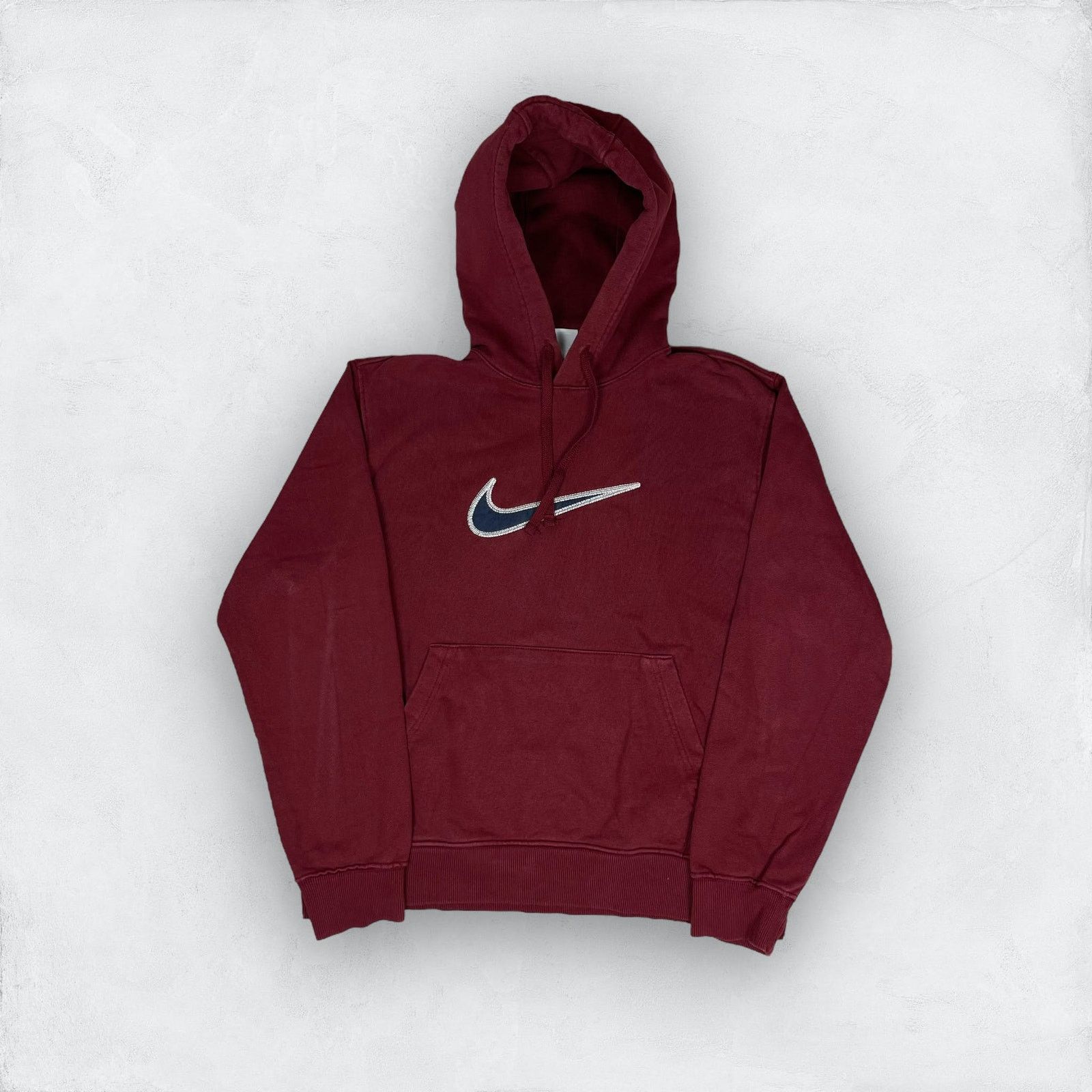 Nike × Vintage Nike Men's Red Cotton Swoosh Fleece Pullover Hoodie Medium Size US M / EU 48-50 / 2 - 1 Thumbnail